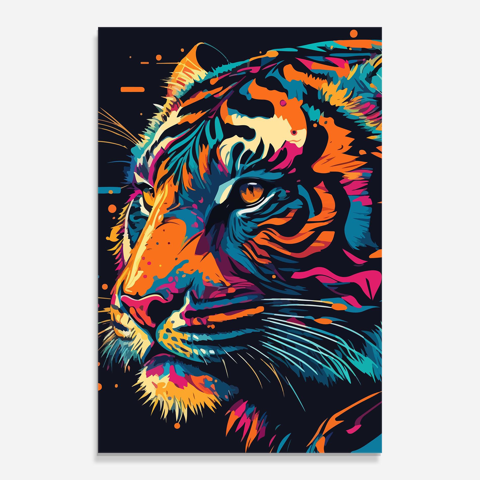 Tablou Sticla Colorful Tiger mockup 0