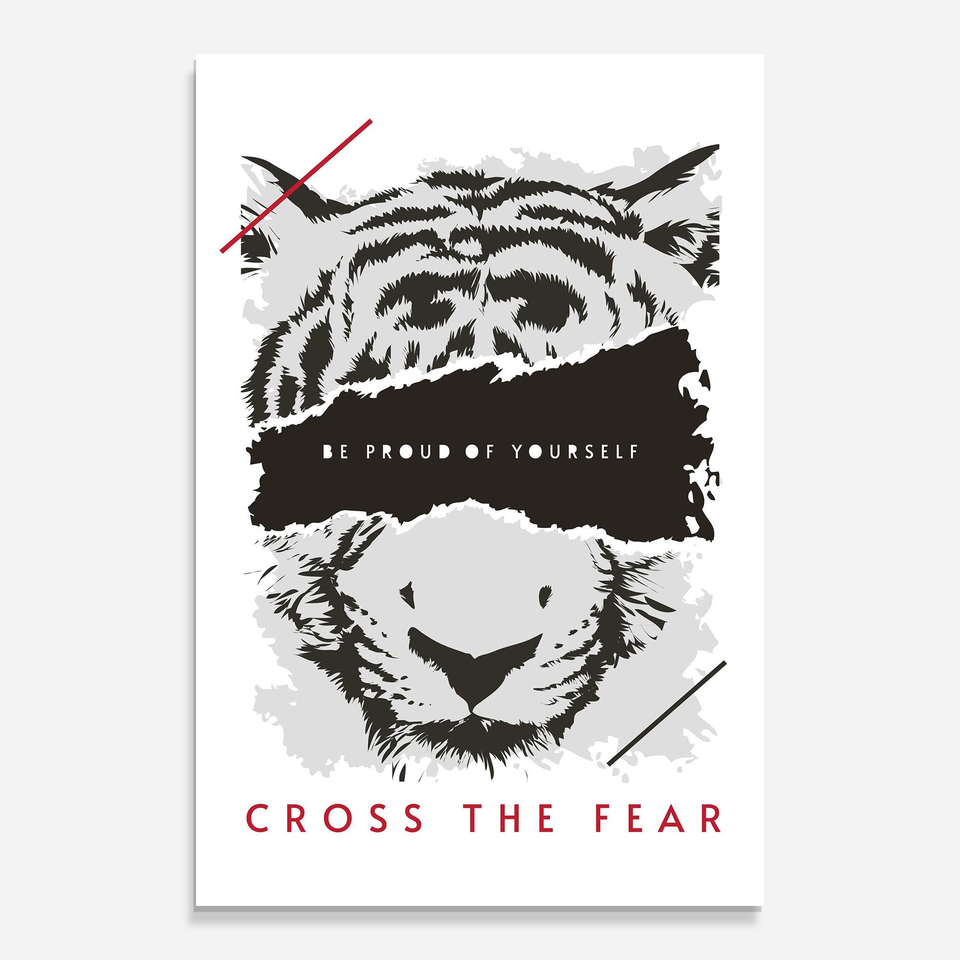 Tablou Sticla Cross The Fear mockup 0