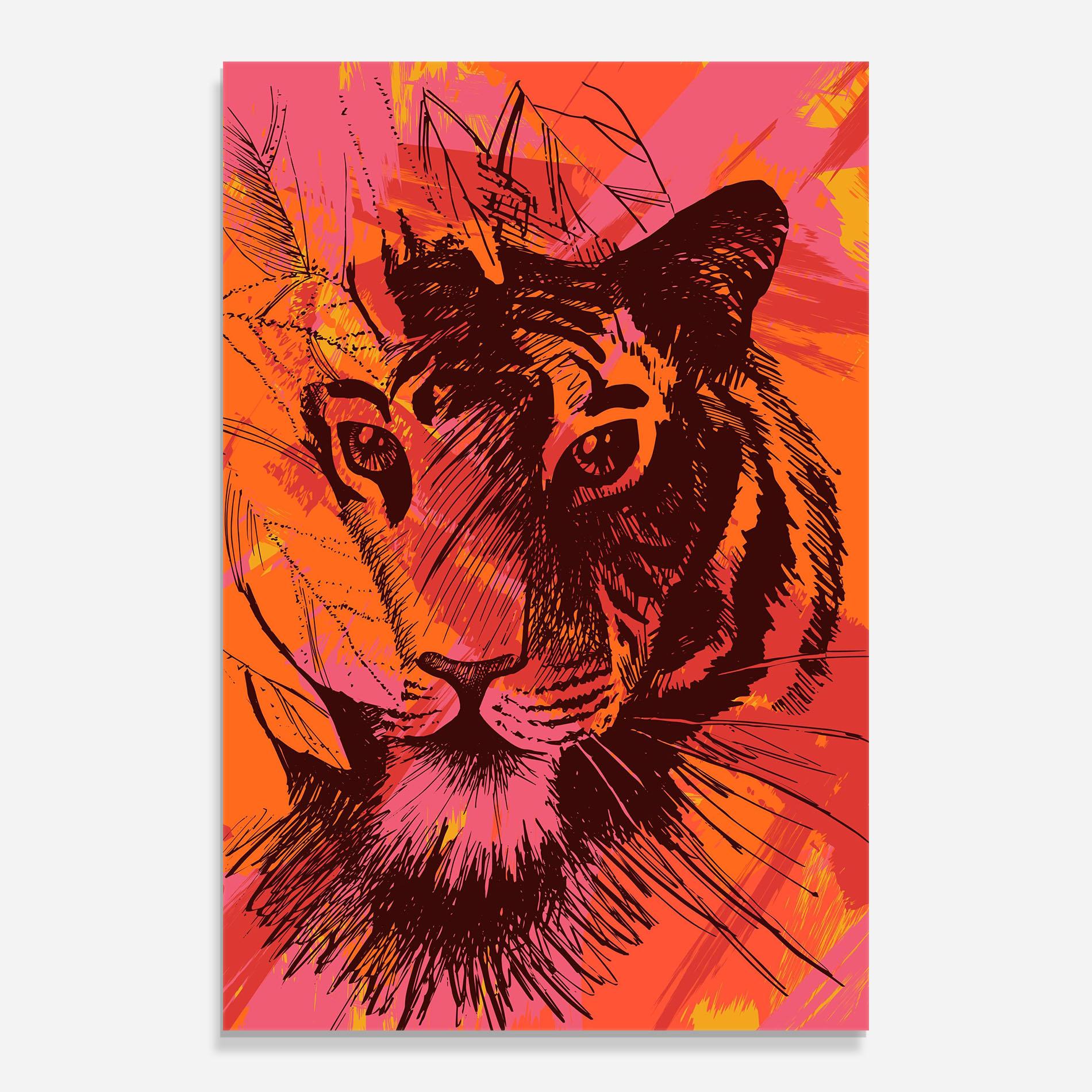 Tablou Sticla Orange Red Tiger mockup 0