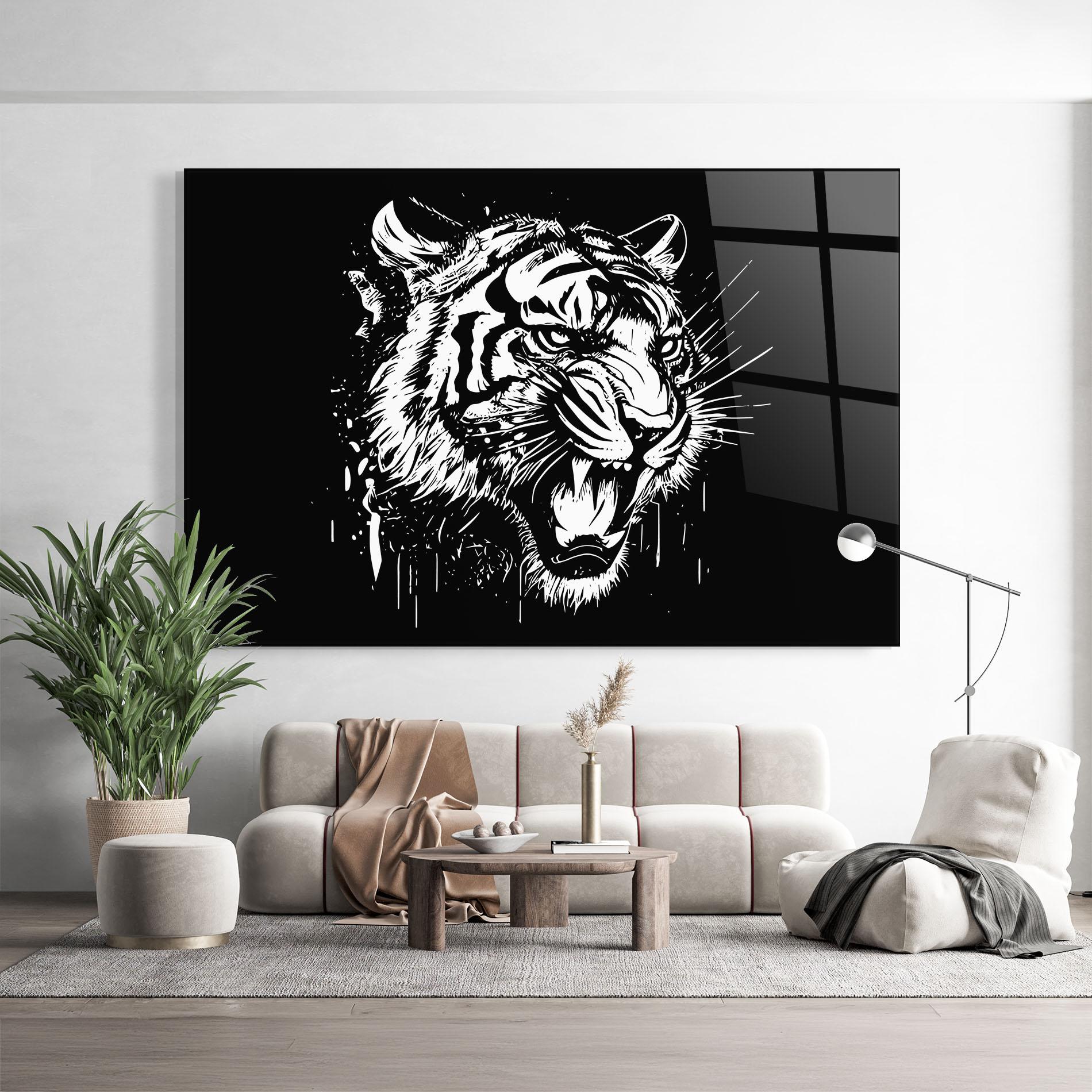 Tablou Sticla Angry Tiger Head mockup 9
