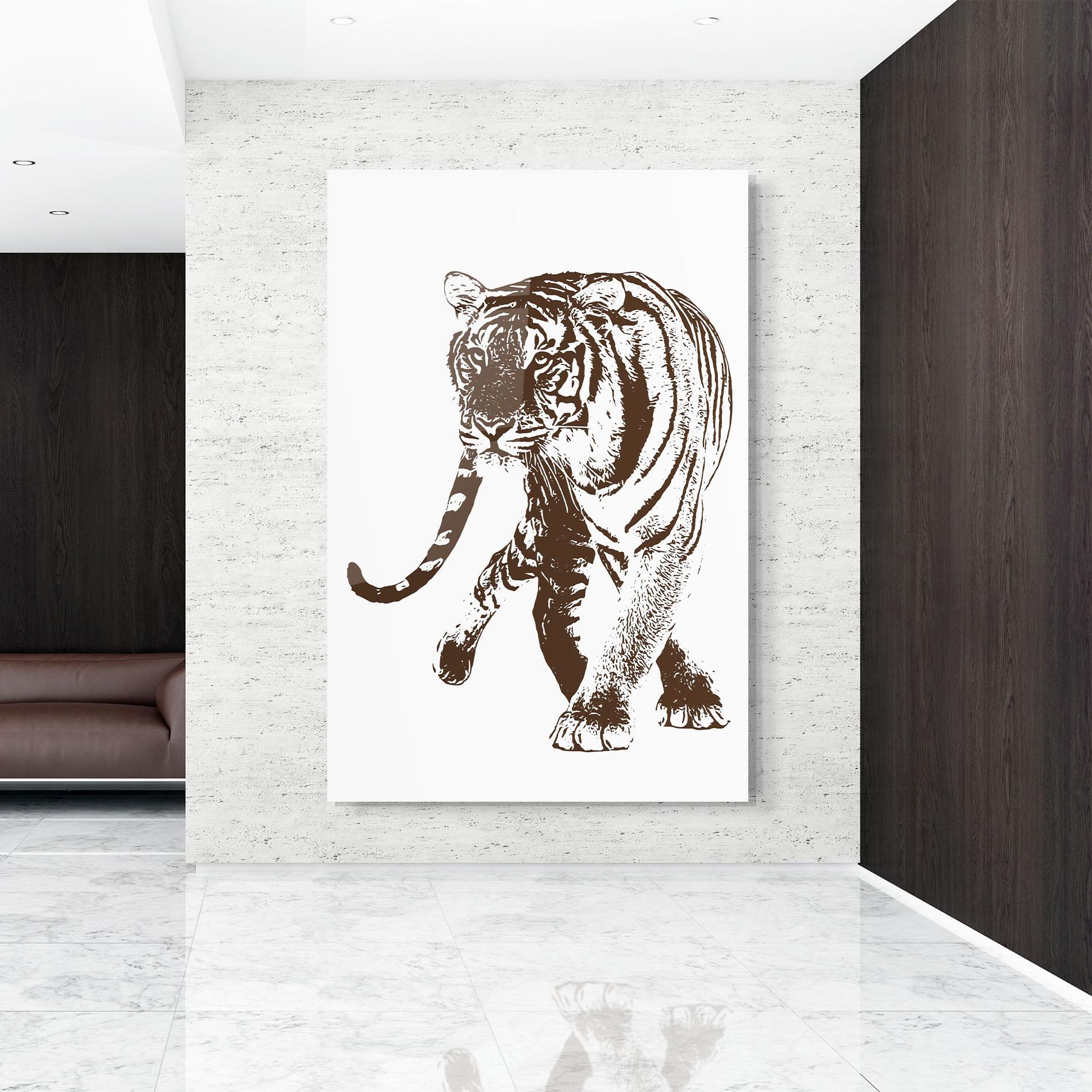Tablou Sticla Brown Line Tiger mockup 9