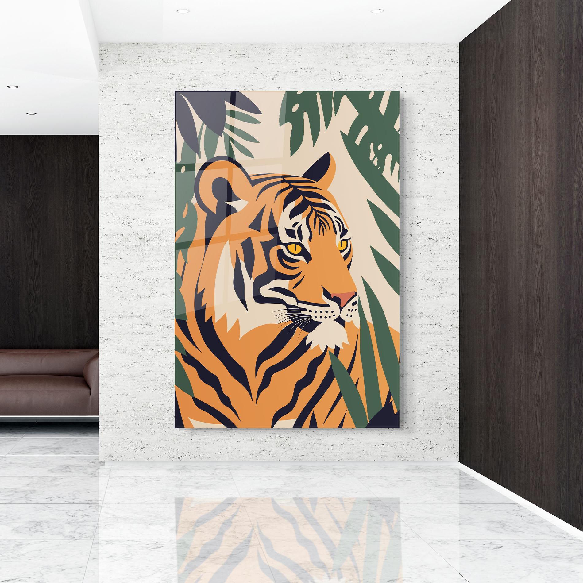 Tablou Sticla Cartoon Style Tiger mockup 9
