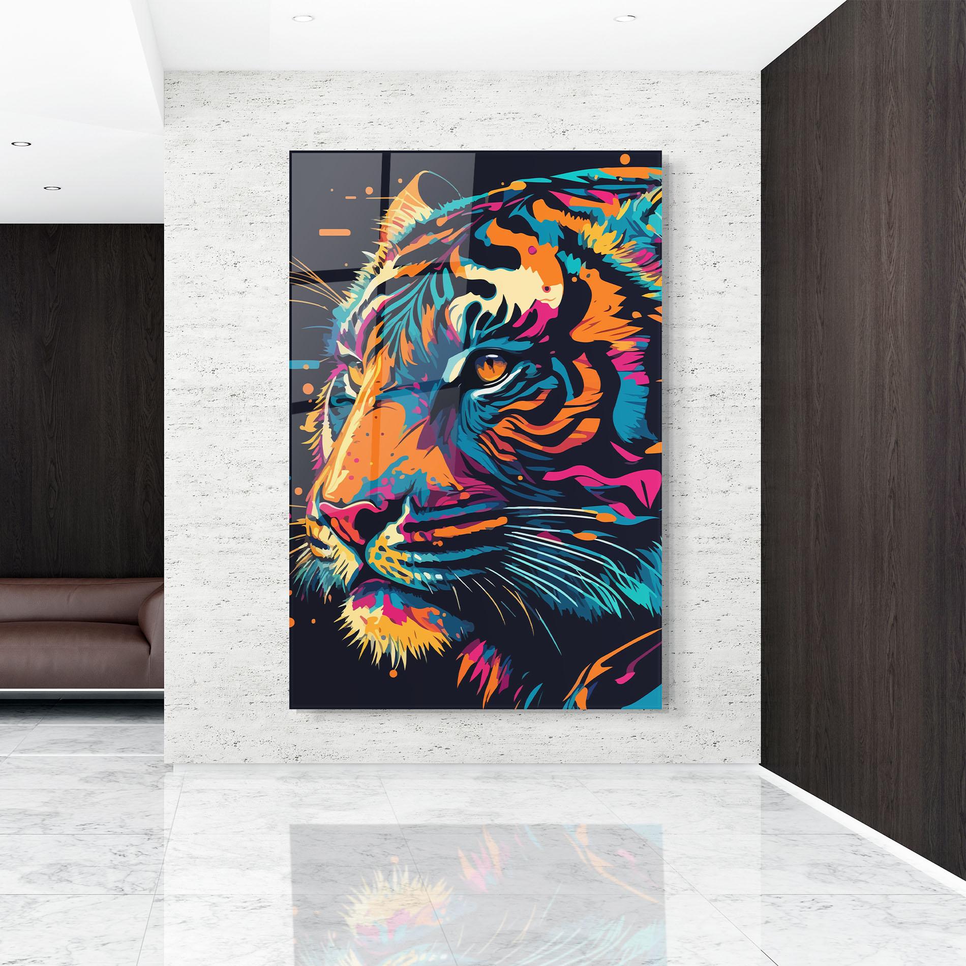 Tablou Sticla Colorful Tiger mockup 9