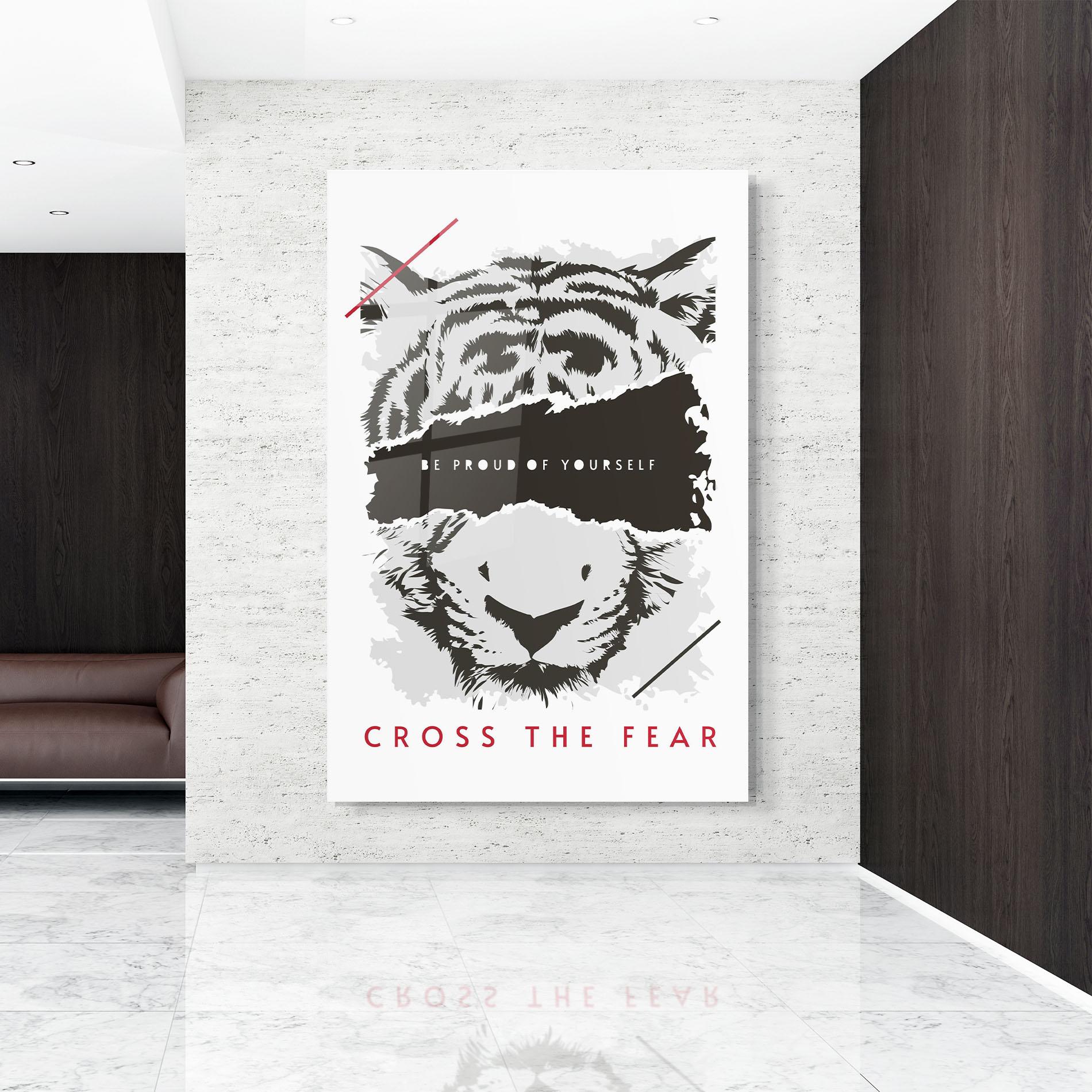 Tablou Sticla Cross The Fear mockup 9
