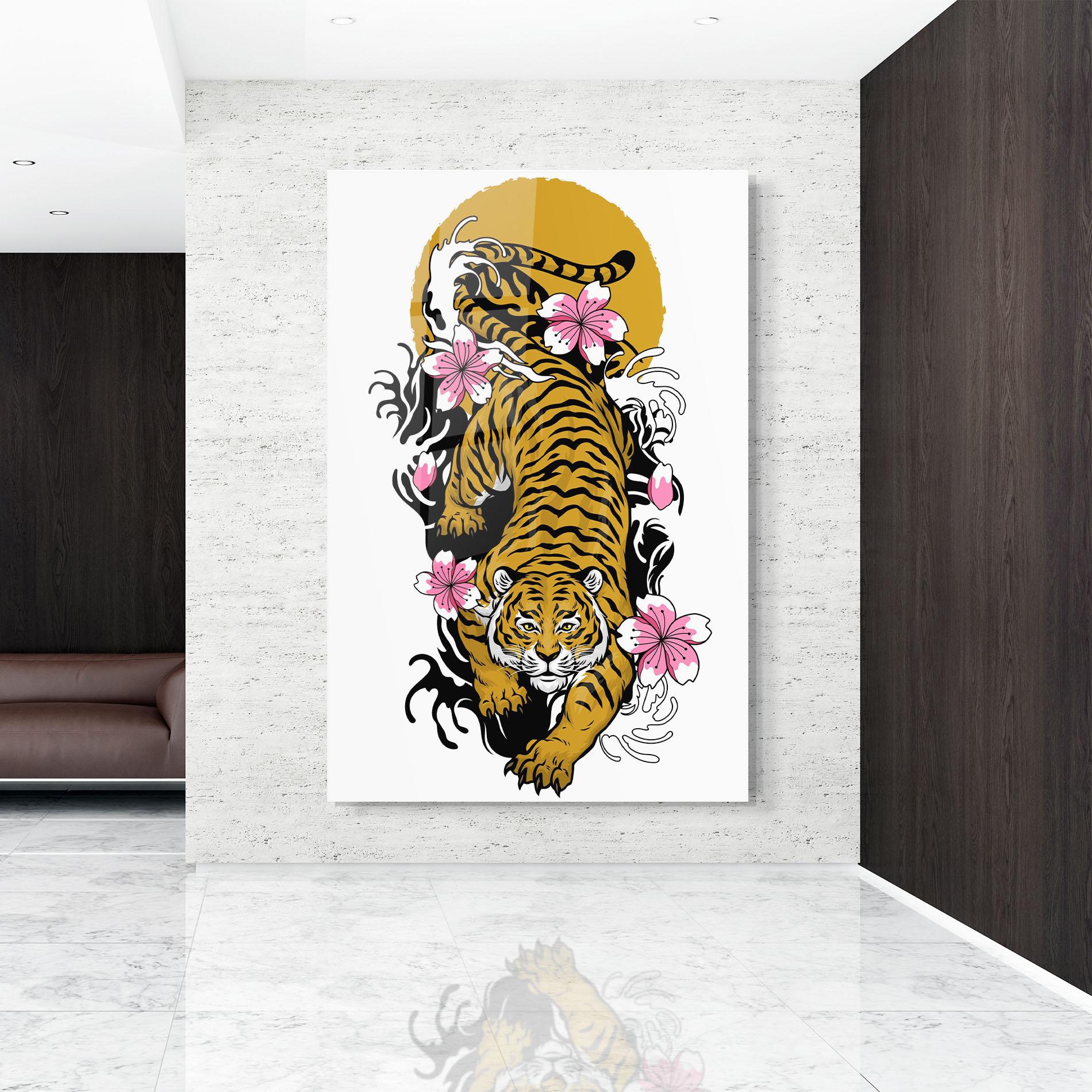 Tablou Sticla Japanese Style Tiger mockup 9