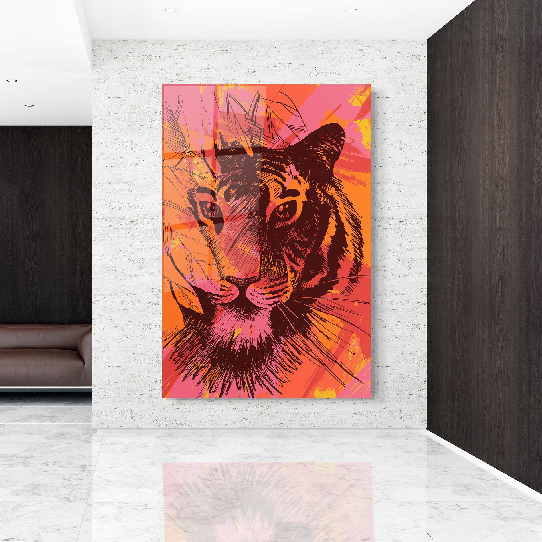 Tablou Sticla Orange Red Tiger mockup 9