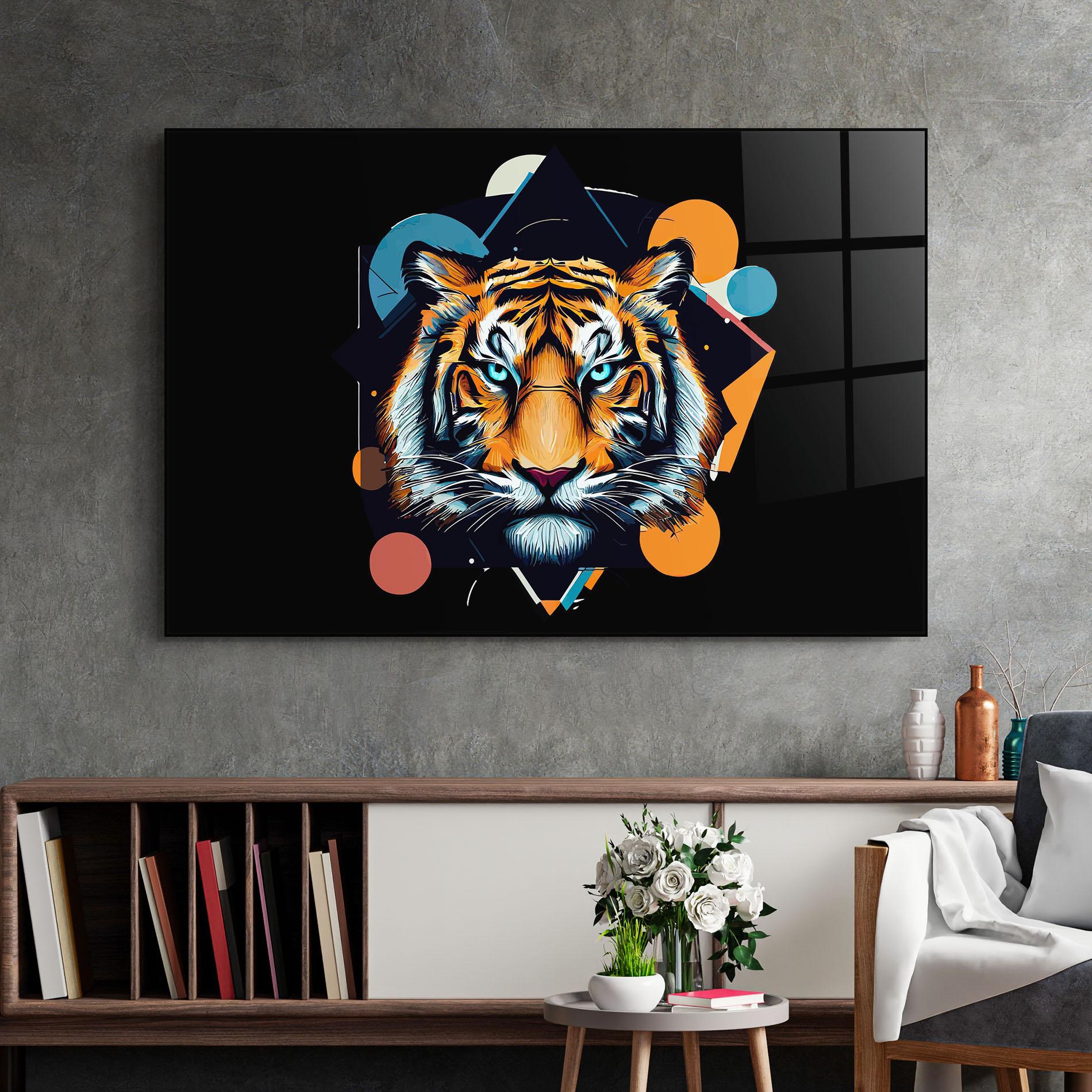 Tablou Sticla Geometric Tiger mockup 2
