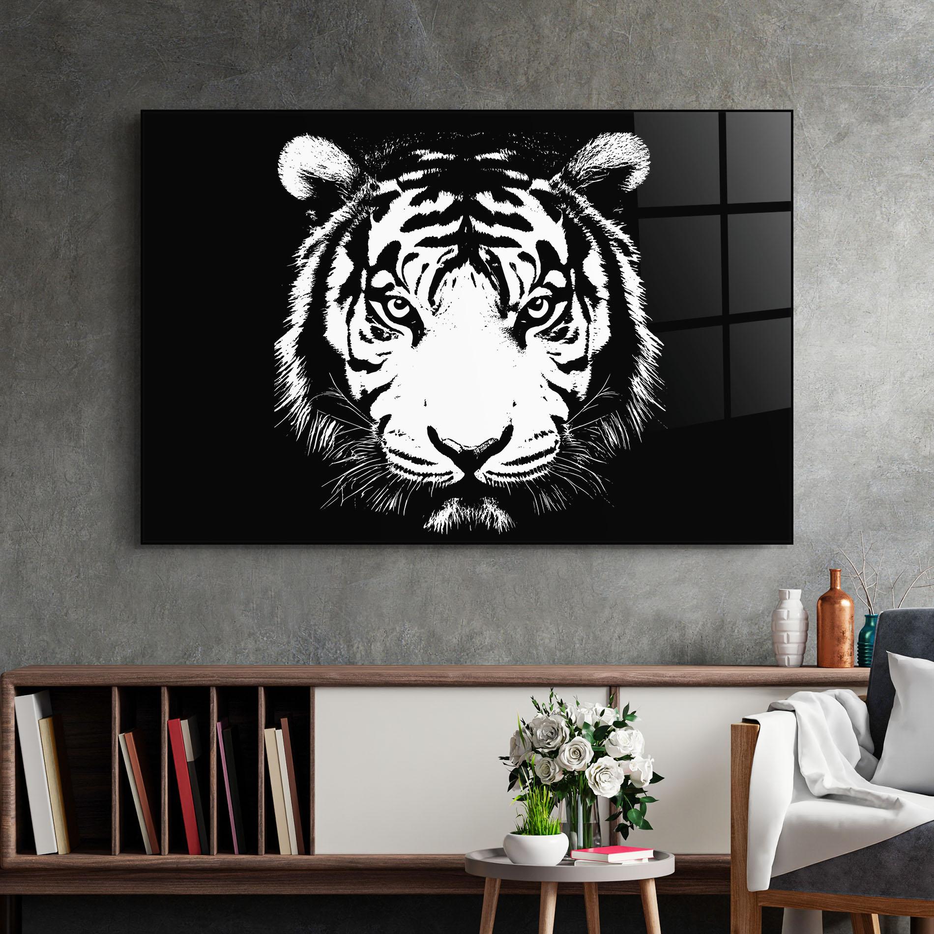 Tablou Sticla White Head Tiger mockup 2