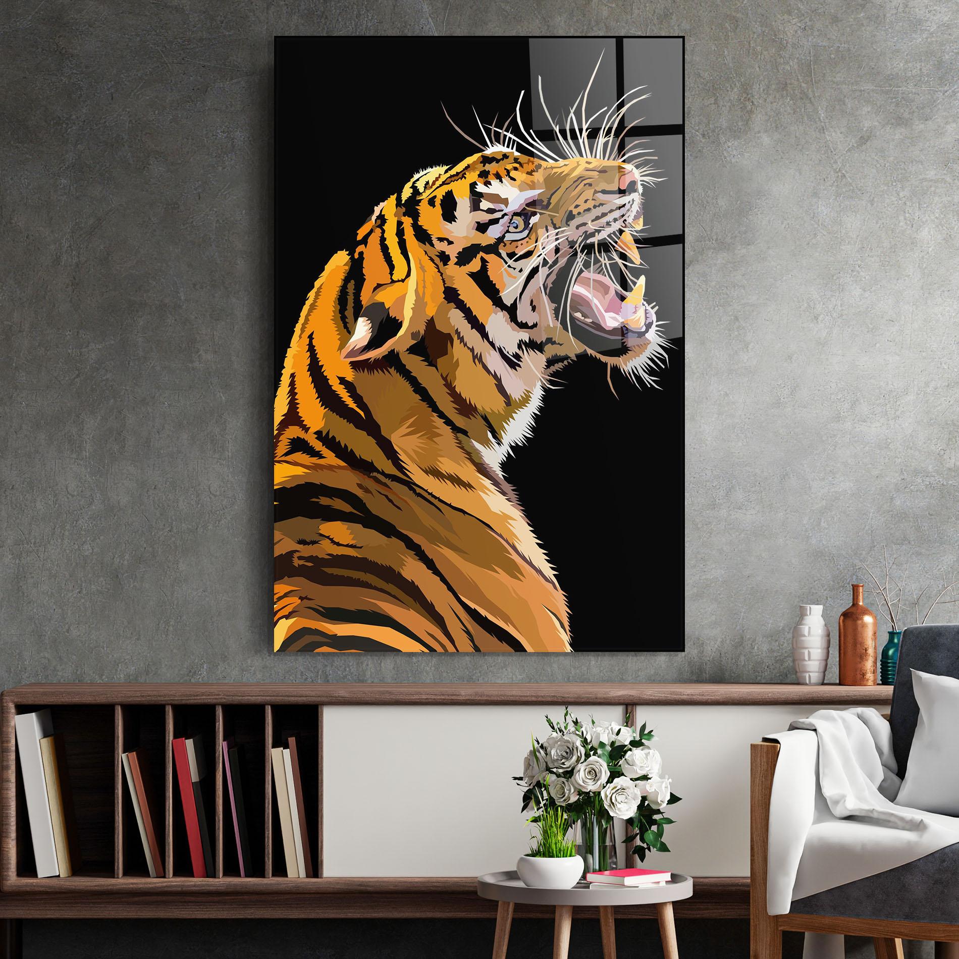 Tablou Sticla Angry Tiger mockup 2