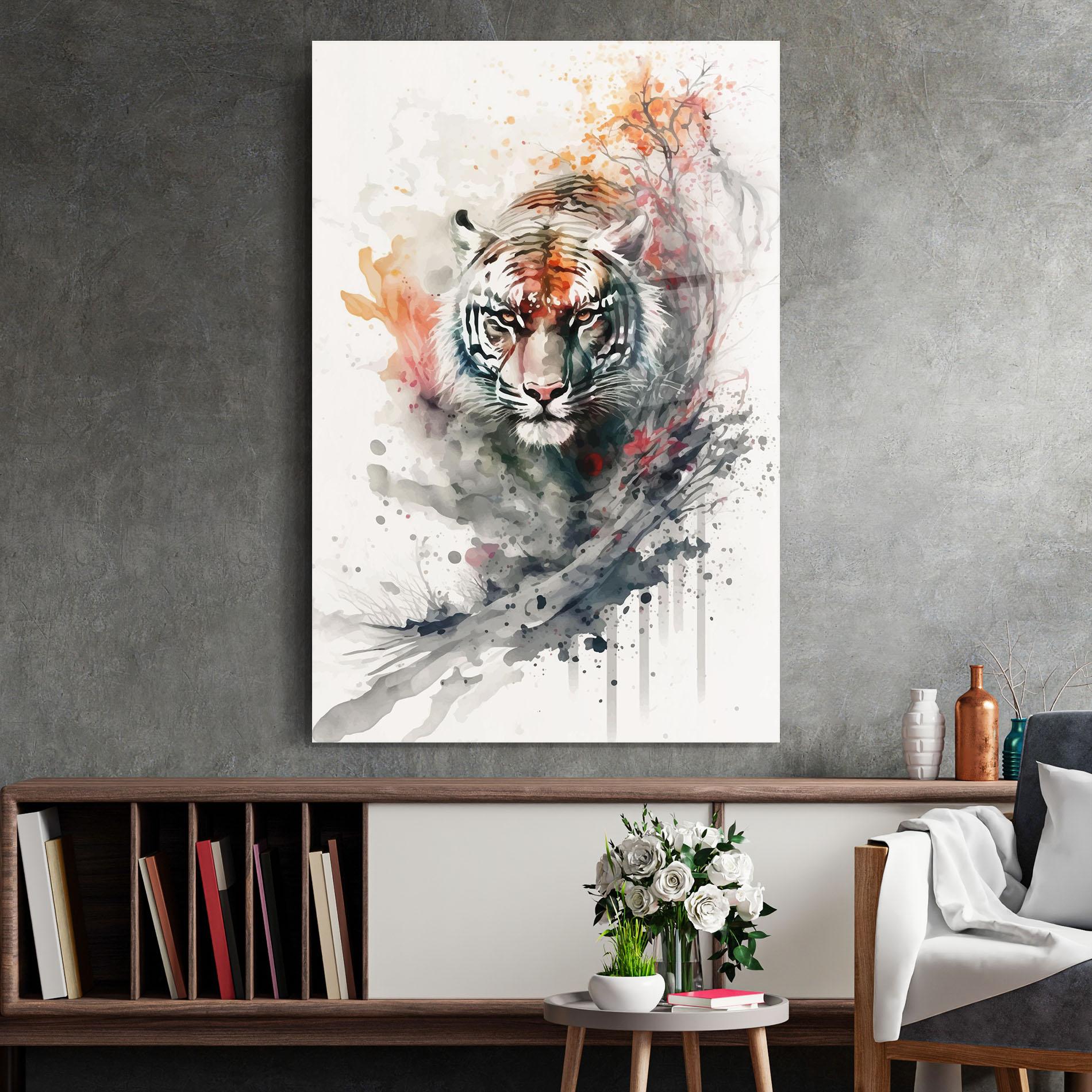 Tablou Sticla Beautiful Tiger Art mockup 2