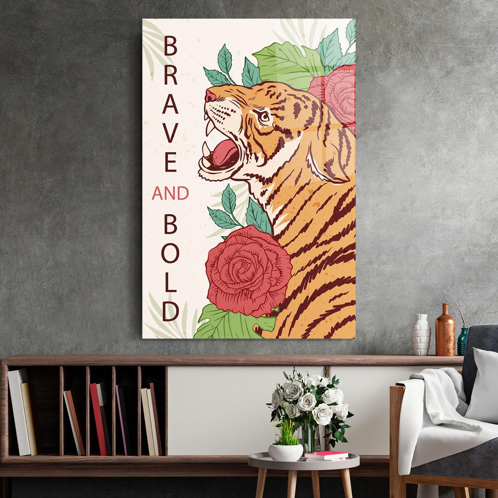 Tablou Sticla Brave Tiger mockup 2