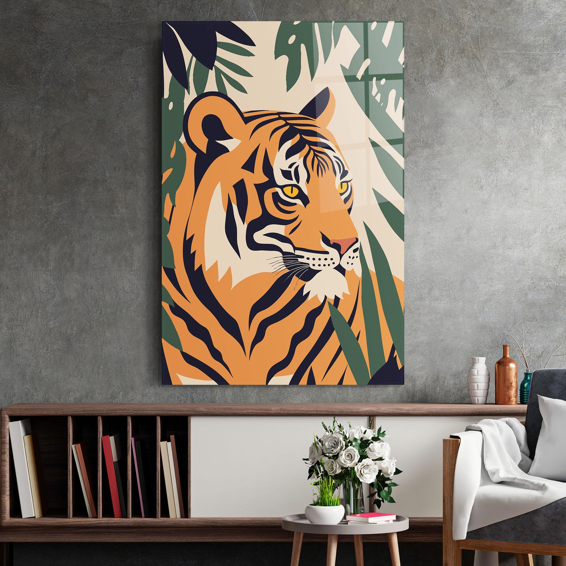 Tablou Sticla Cartoon Style Tiger mockup 2