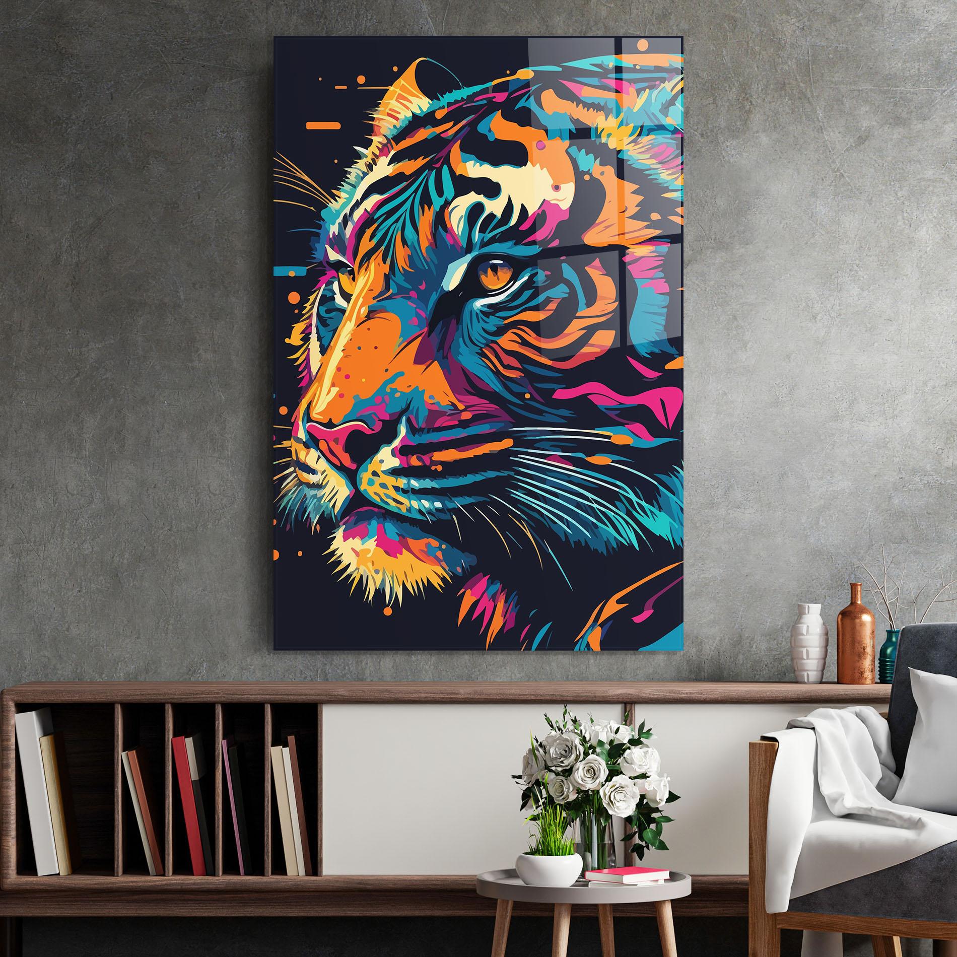 Tablou Sticla Colorful Tiger mockup 2
