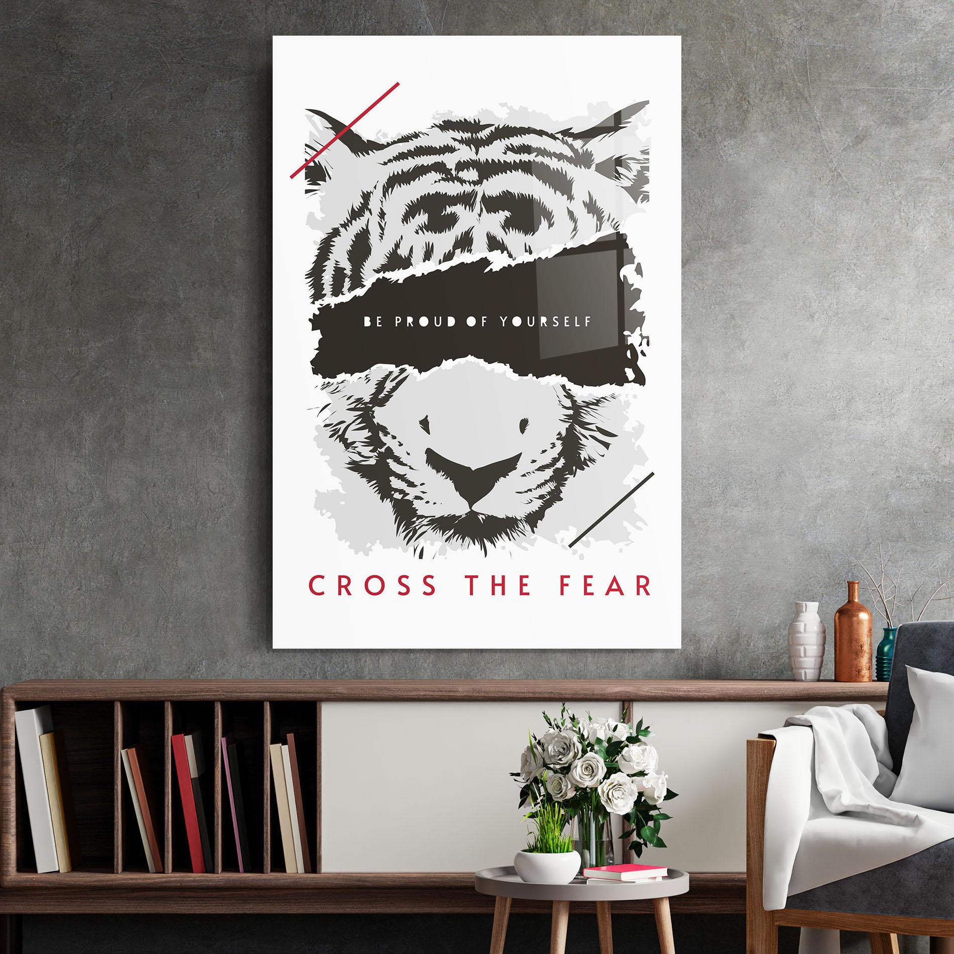 Tablou Sticla Cross The Fear mockup 2