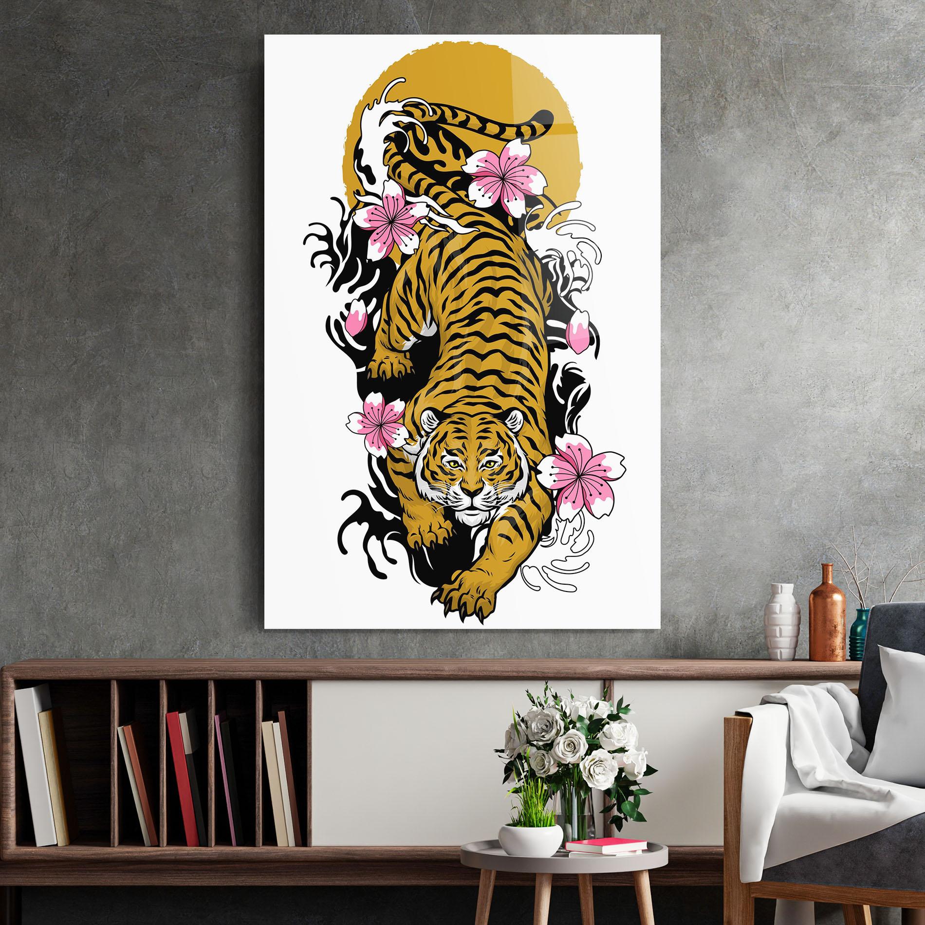 Tablou Sticla Japanese Style Tiger mockup 2