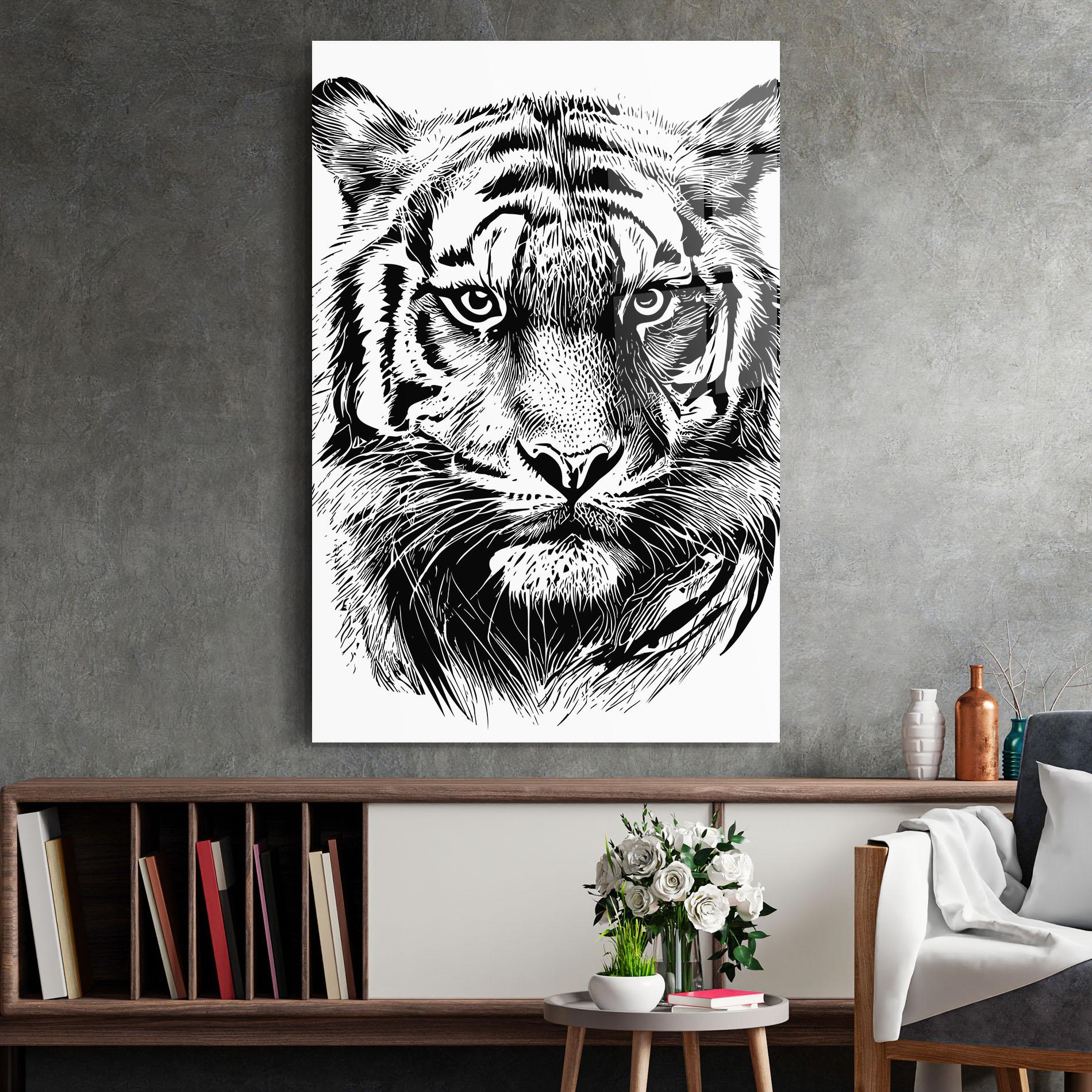 Tablou Sticla Pretty Tiger Head mockup 2