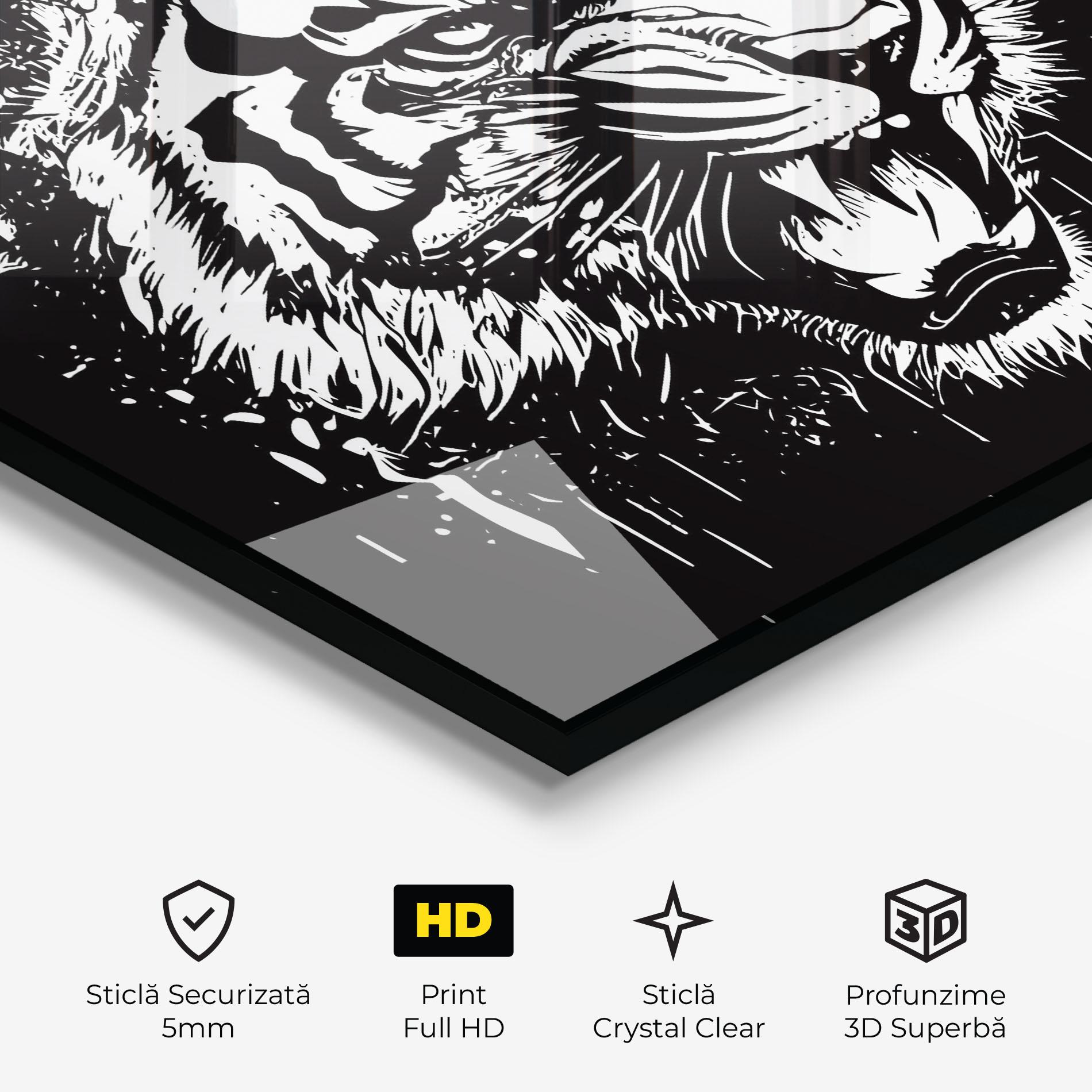 Tablou Sticla Angry Tiger Head mockup 3