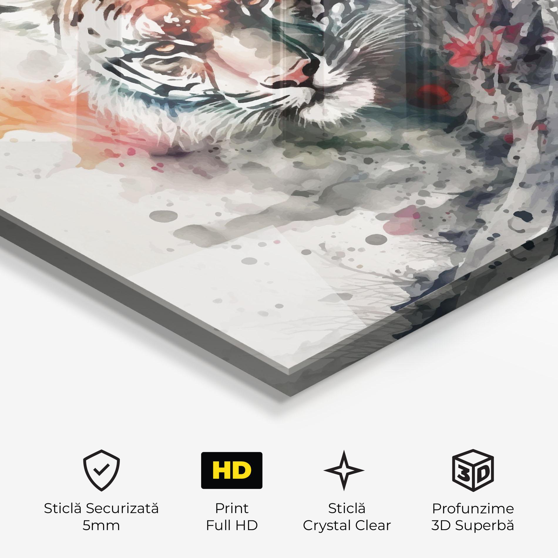 Tablou Sticla Beautiful Tiger Art mockup 3