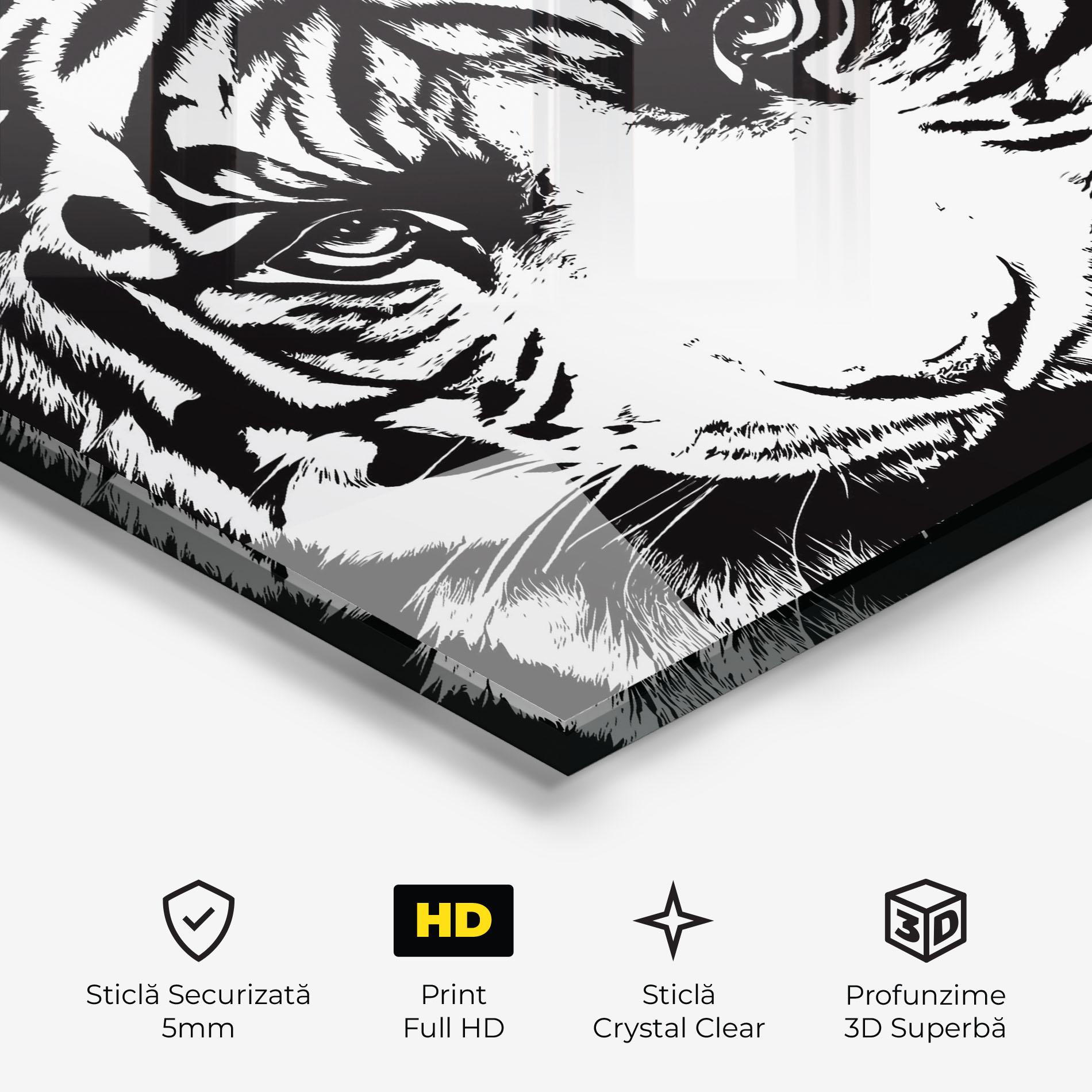 Tablou Sticla Big Eyes Tiger mockup 3