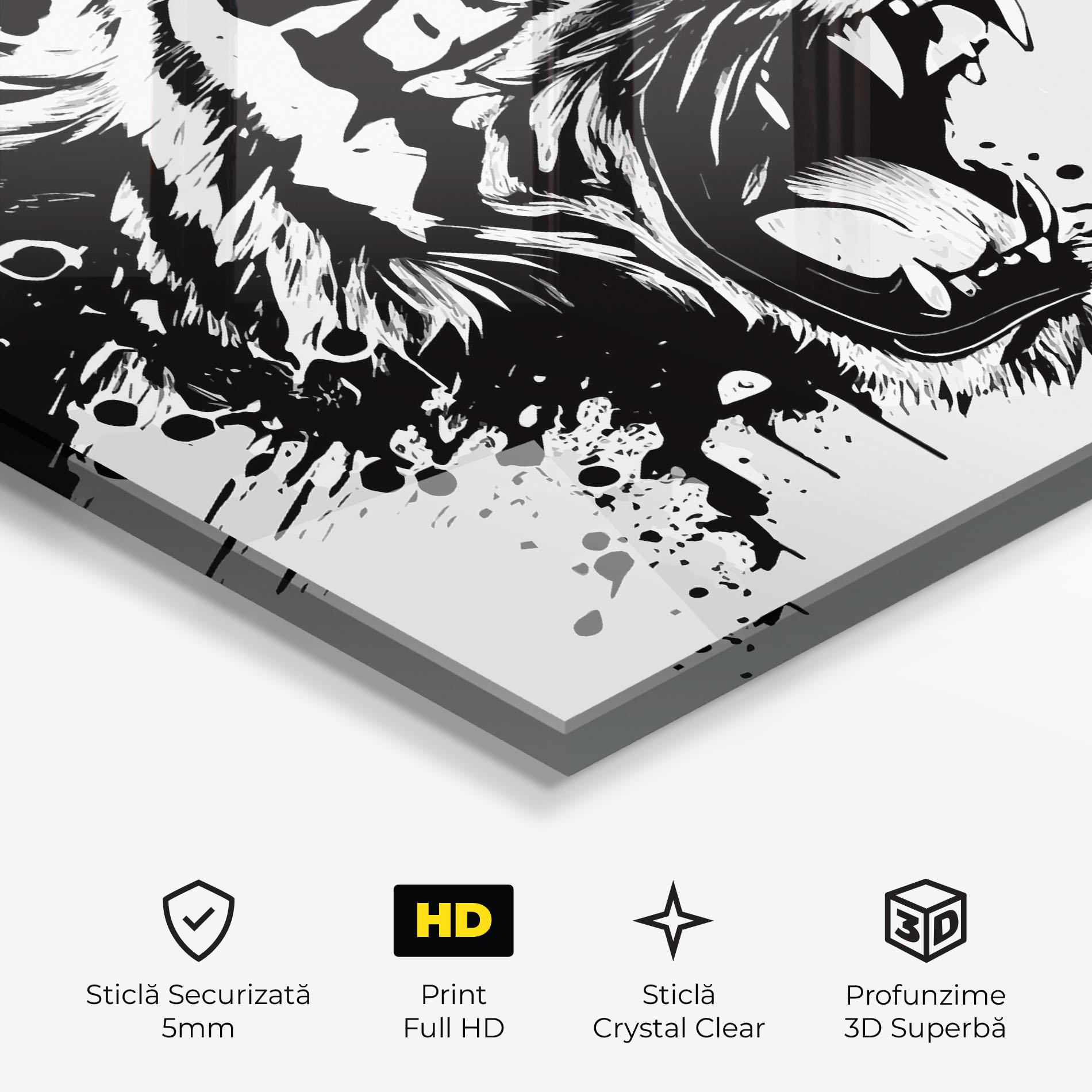 Tablou Sticla Black Grey Tiger mockup 3