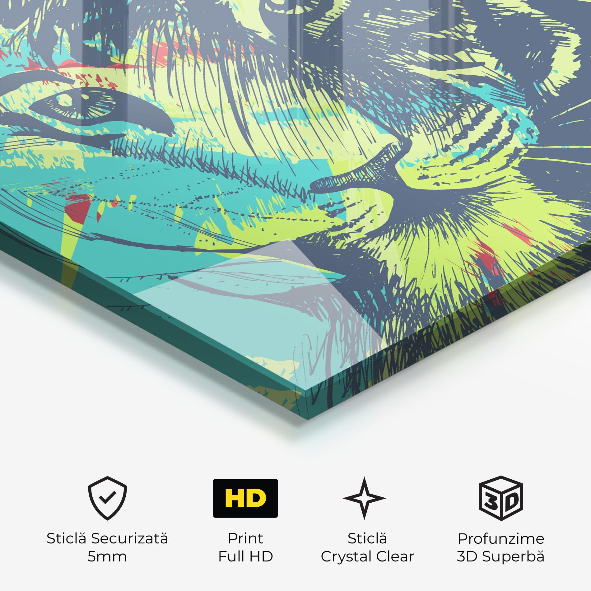 Tablou Sticla Blue Green Tiger mockup 3