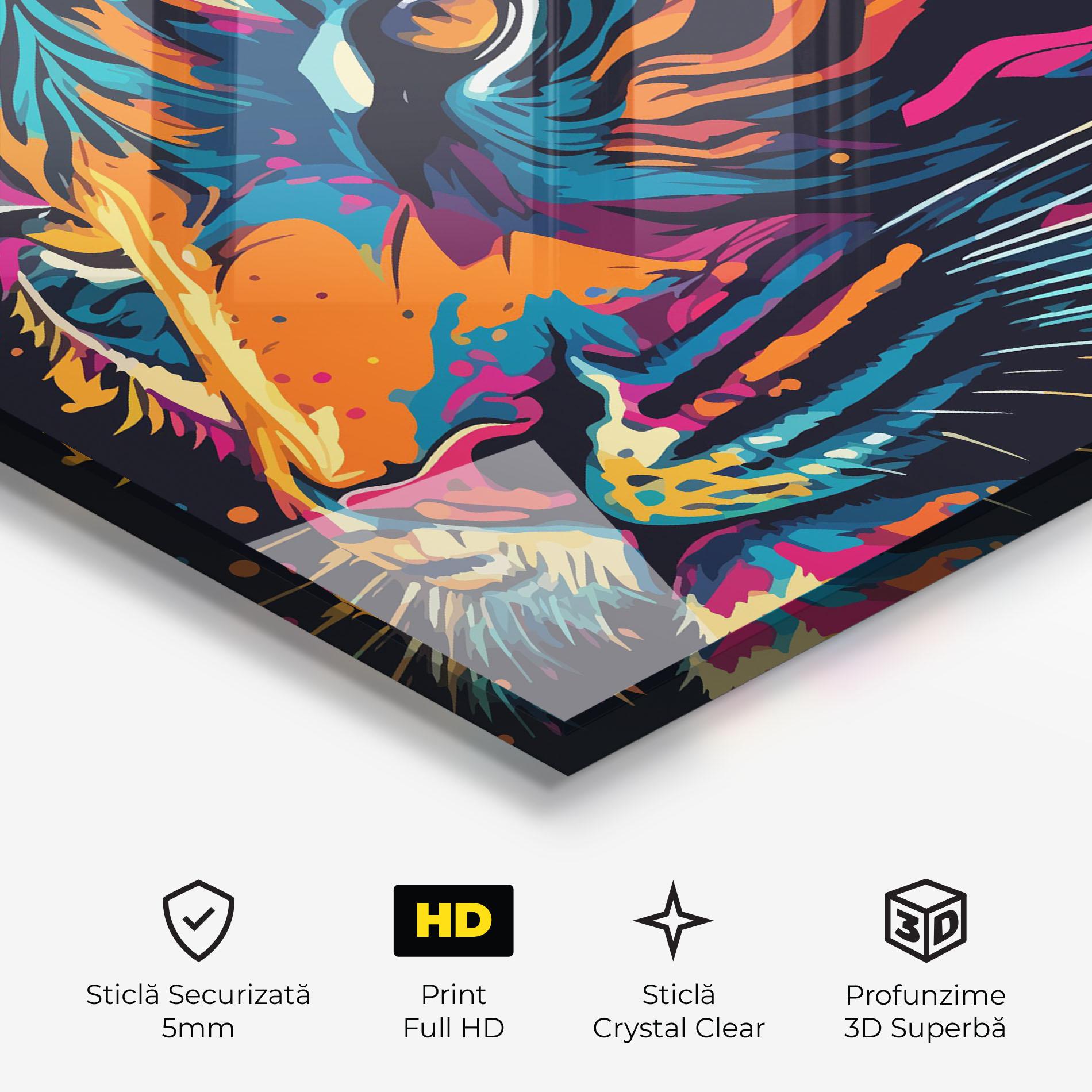 Tablou Sticla Colorful Tiger mockup 3