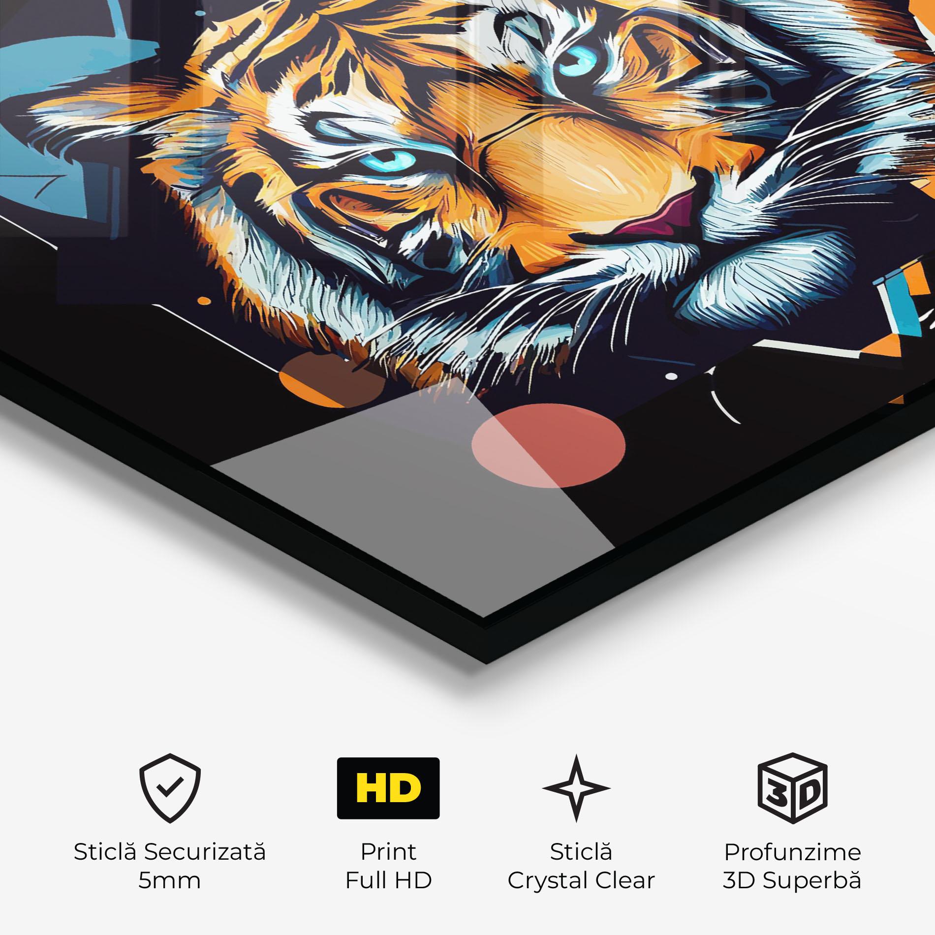 Tablou Sticla Geometric Tiger mockup 3