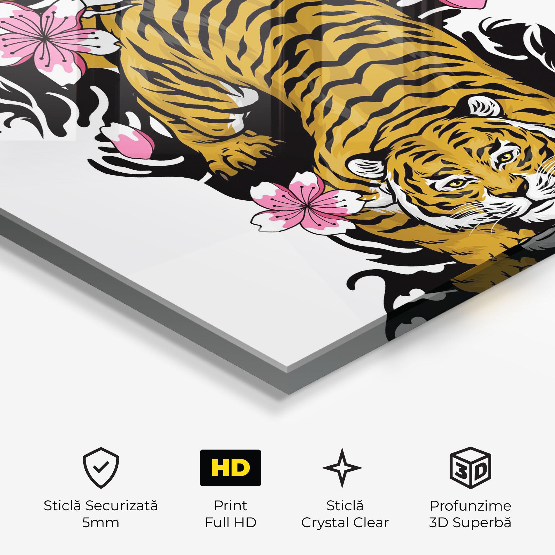 Tablou Sticla Japanese Style Tiger mockup 3