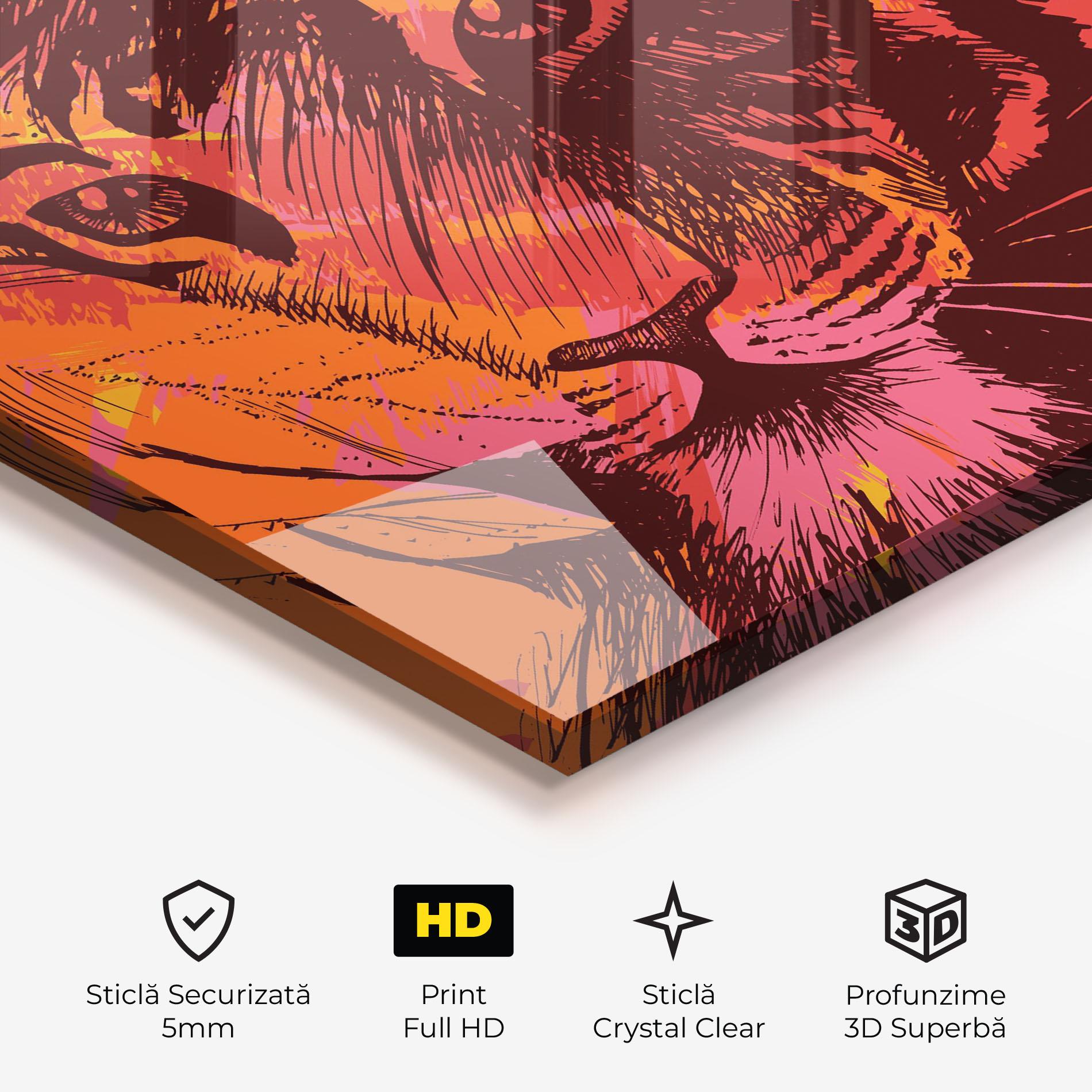 Tablou Sticla Orange Red Tiger mockup 3