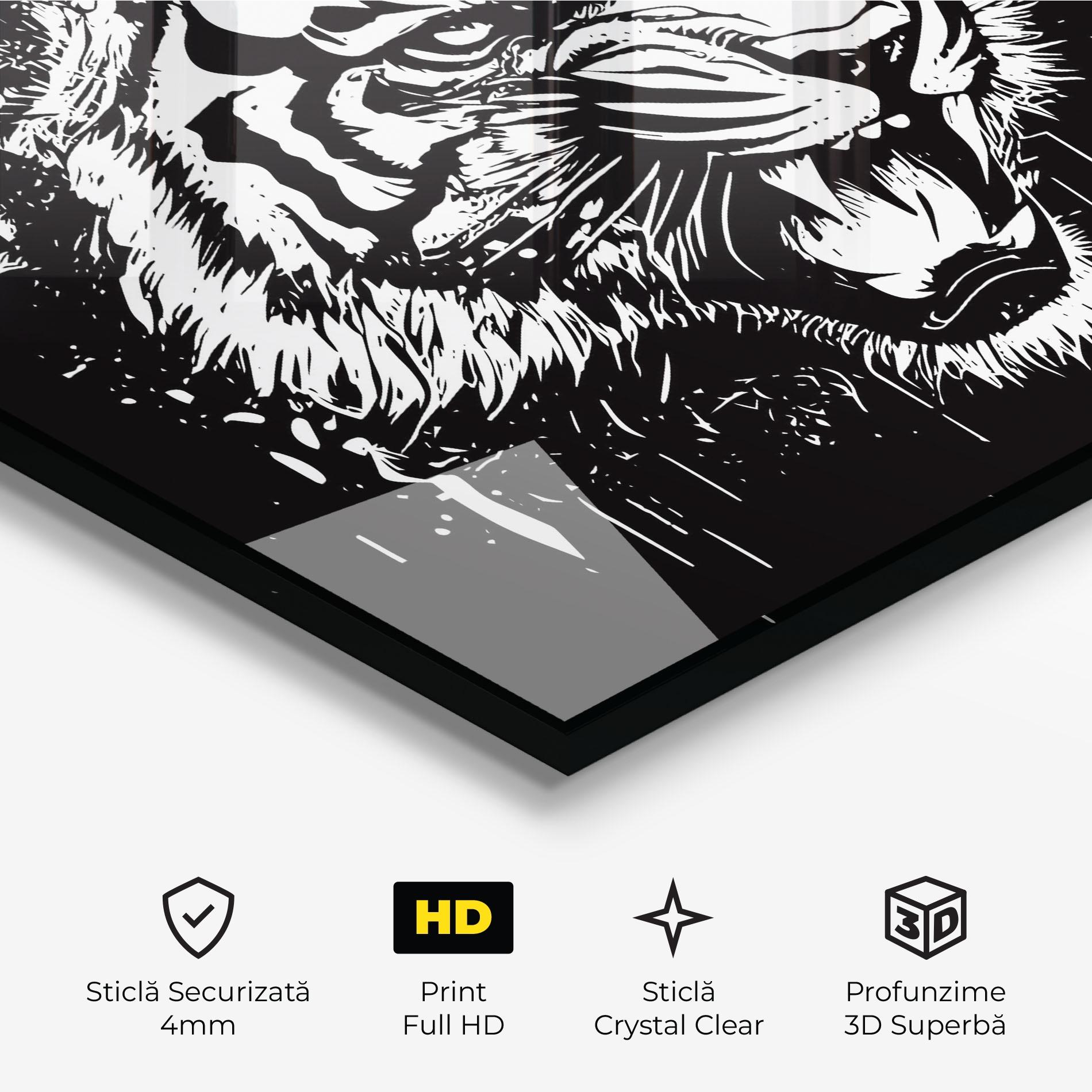 Tablou Sticla Angry Tiger Head mockup 3