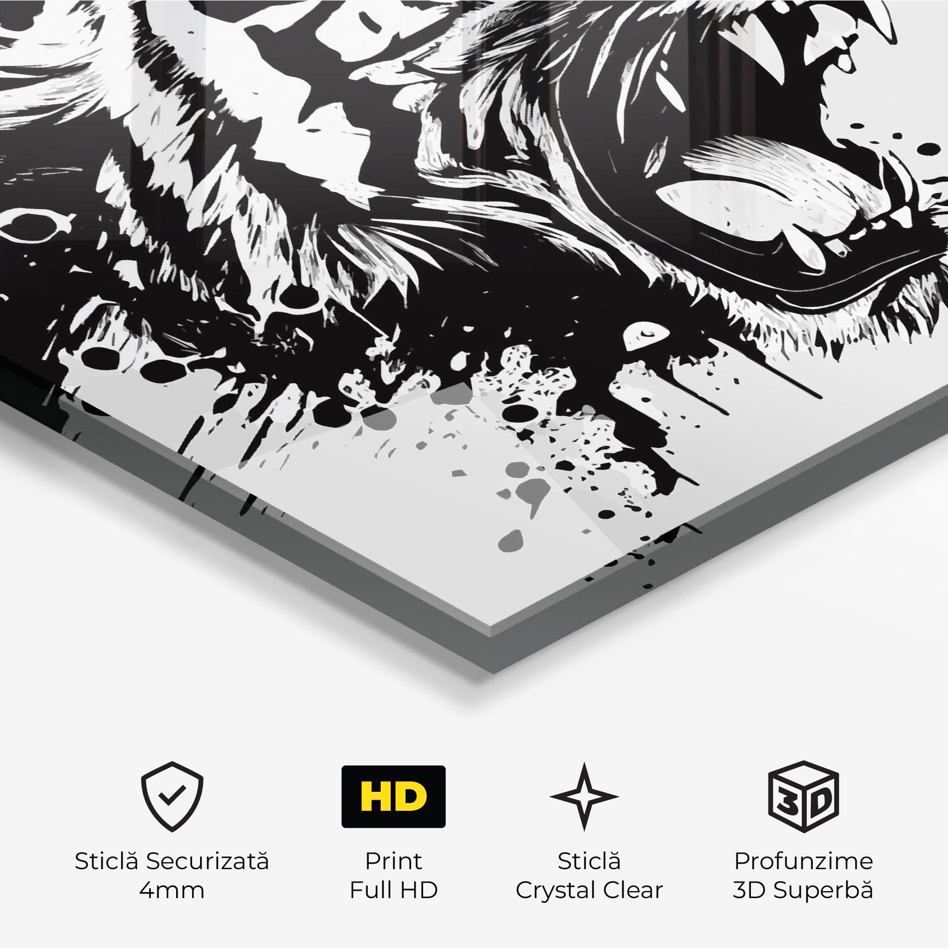 Tablou Sticla Black Grey Tiger mockup 3