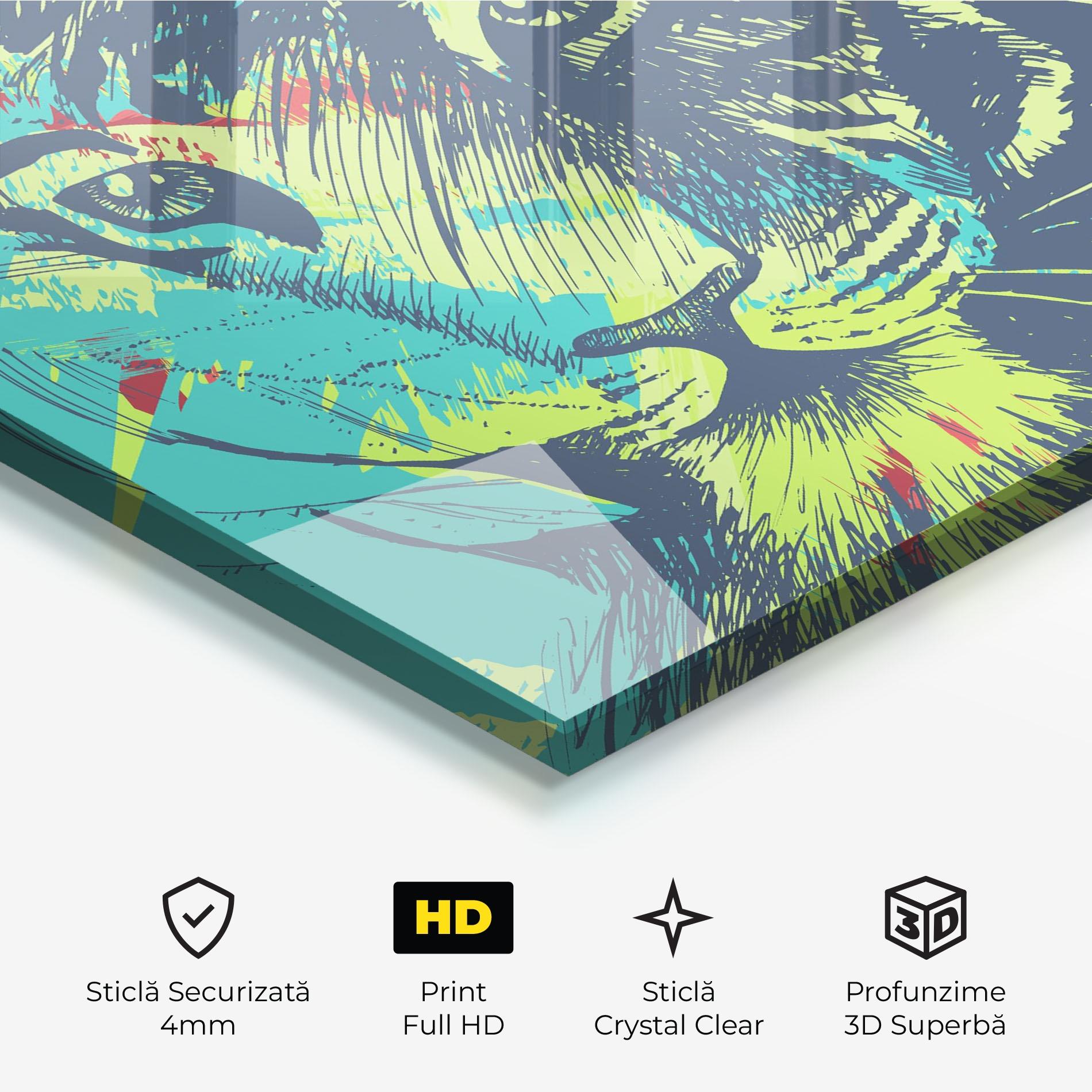 Tablou Sticla Blue Green Tiger mockup 3