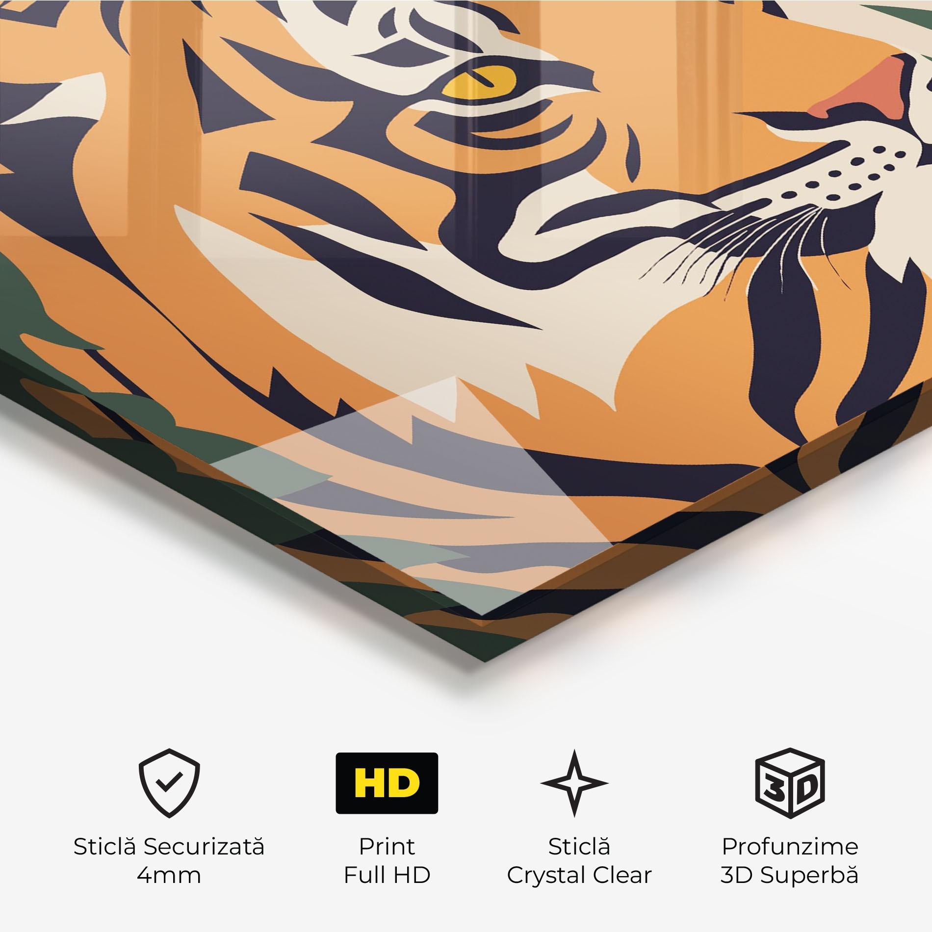 Tablou Sticla Cartoon Style Tiger mockup 3
