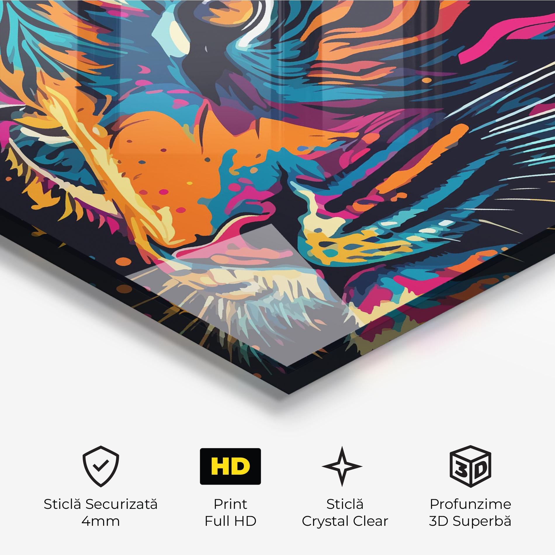Tablou Sticla Colorful Tiger mockup 3