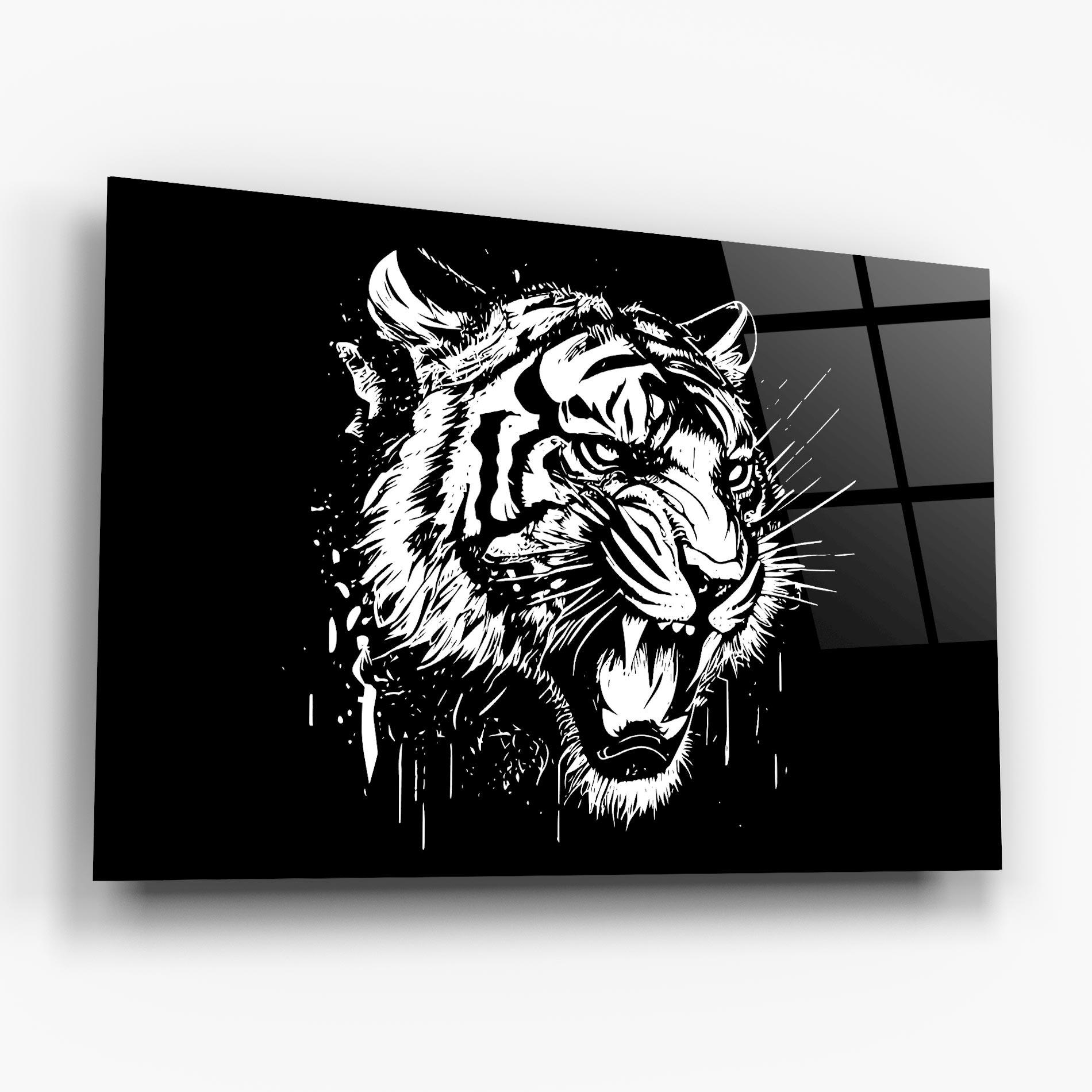 Tablou Sticla Angry Tiger Head mockup 6