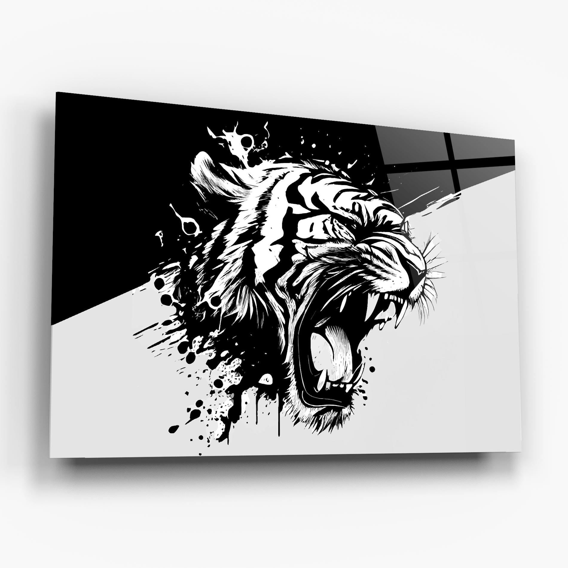 Tablou Sticla Black Grey Tiger mockup 6