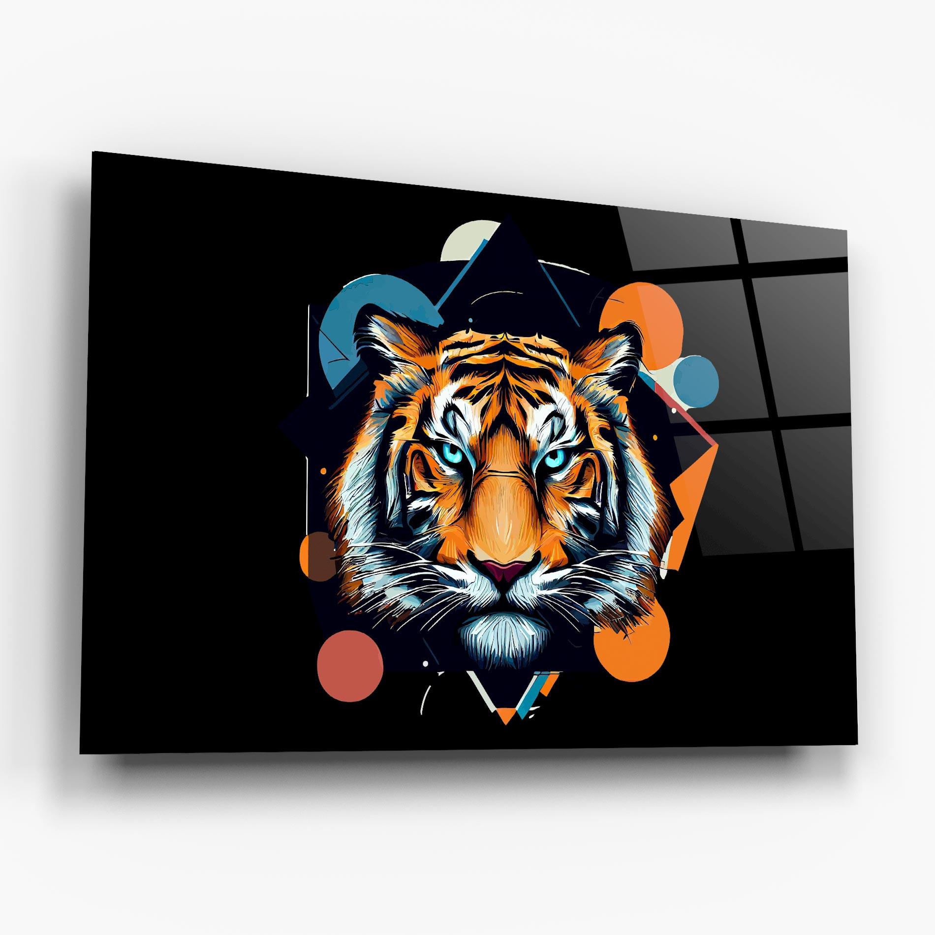 Tablou Sticla Geometric Tiger mockup 6