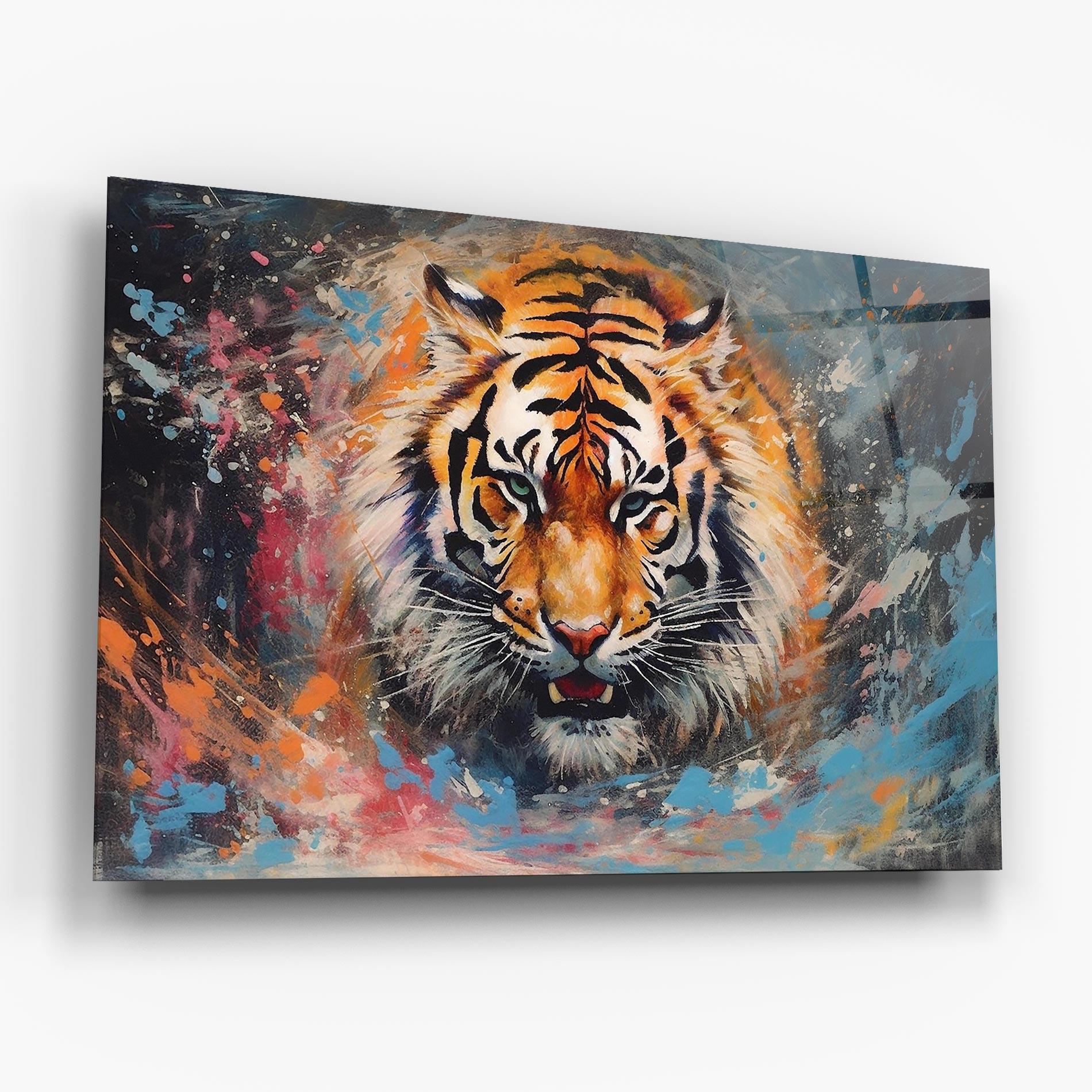 Tablou Sticla Orange Tiger Painting mockup 6