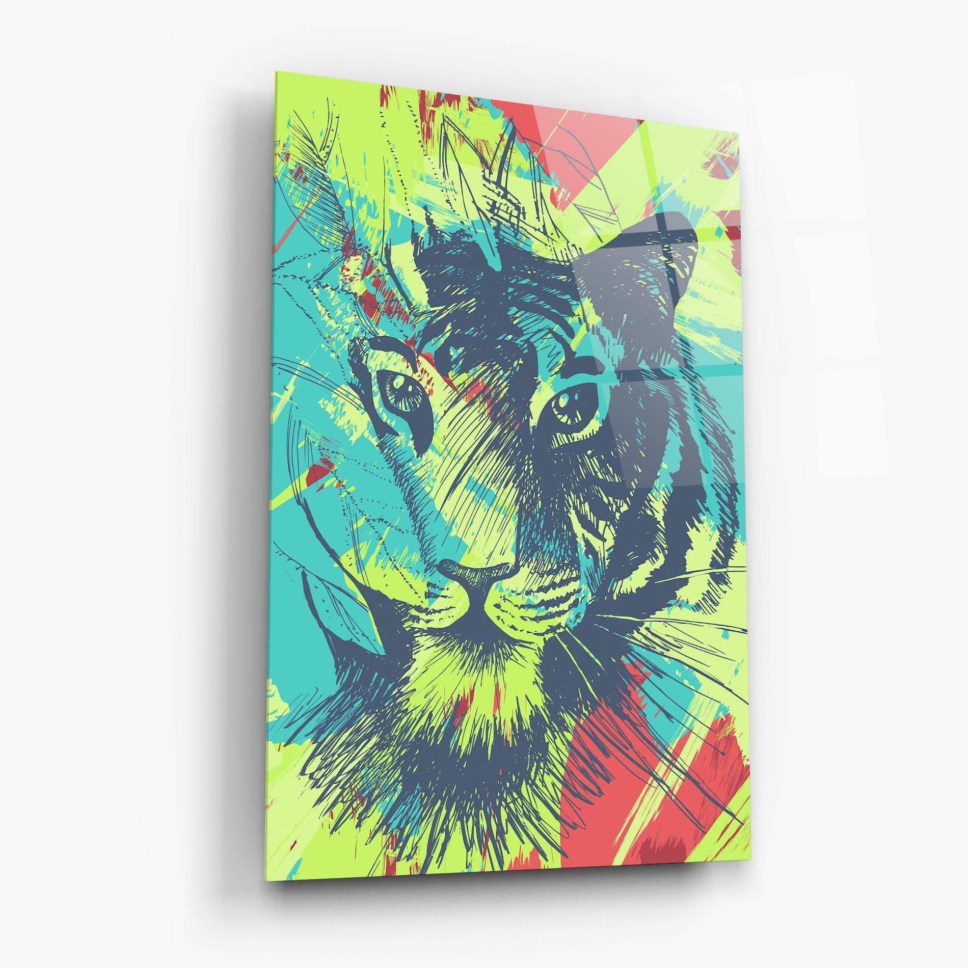 Tablou Sticla Blue Green Tiger mockup 6