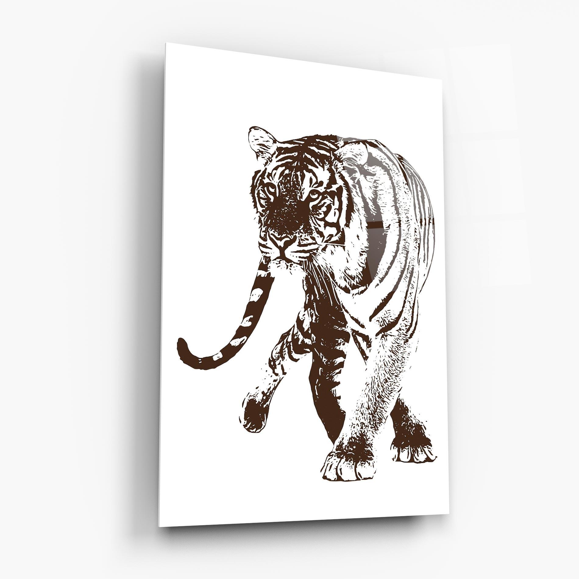 Tablou Sticla Brown Line Tiger mockup 6