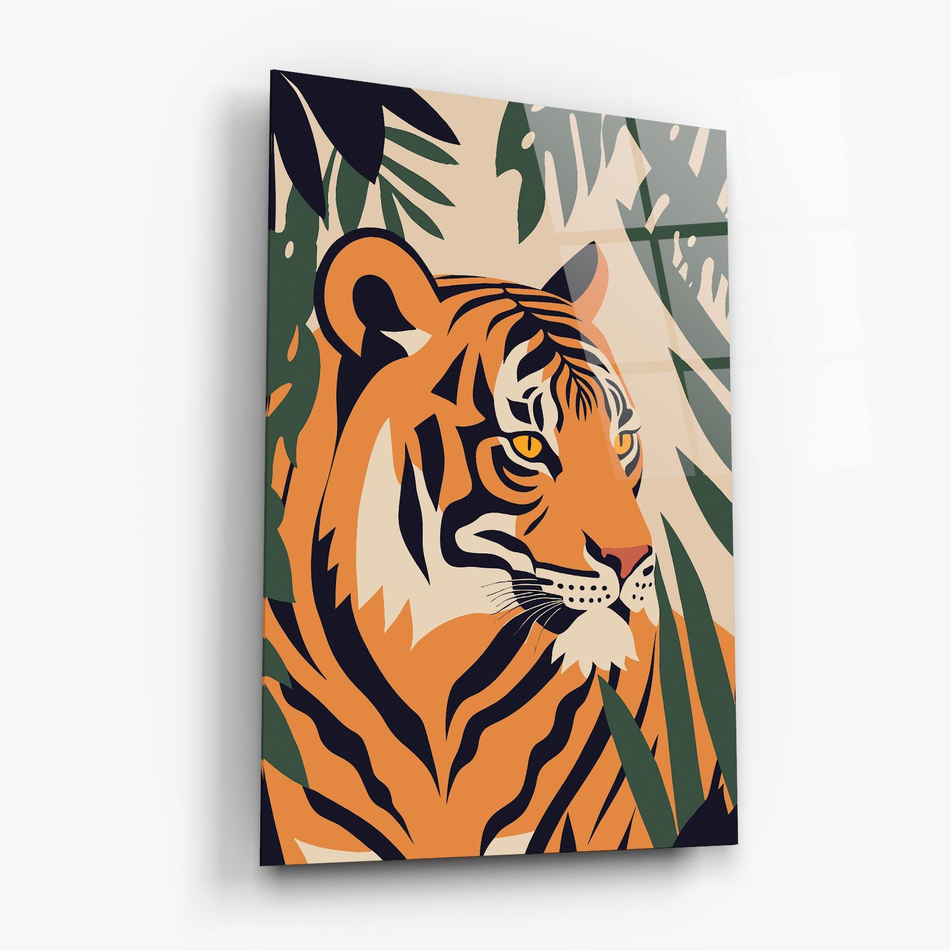 Tablou Sticla Cartoon Style Tiger mockup 6