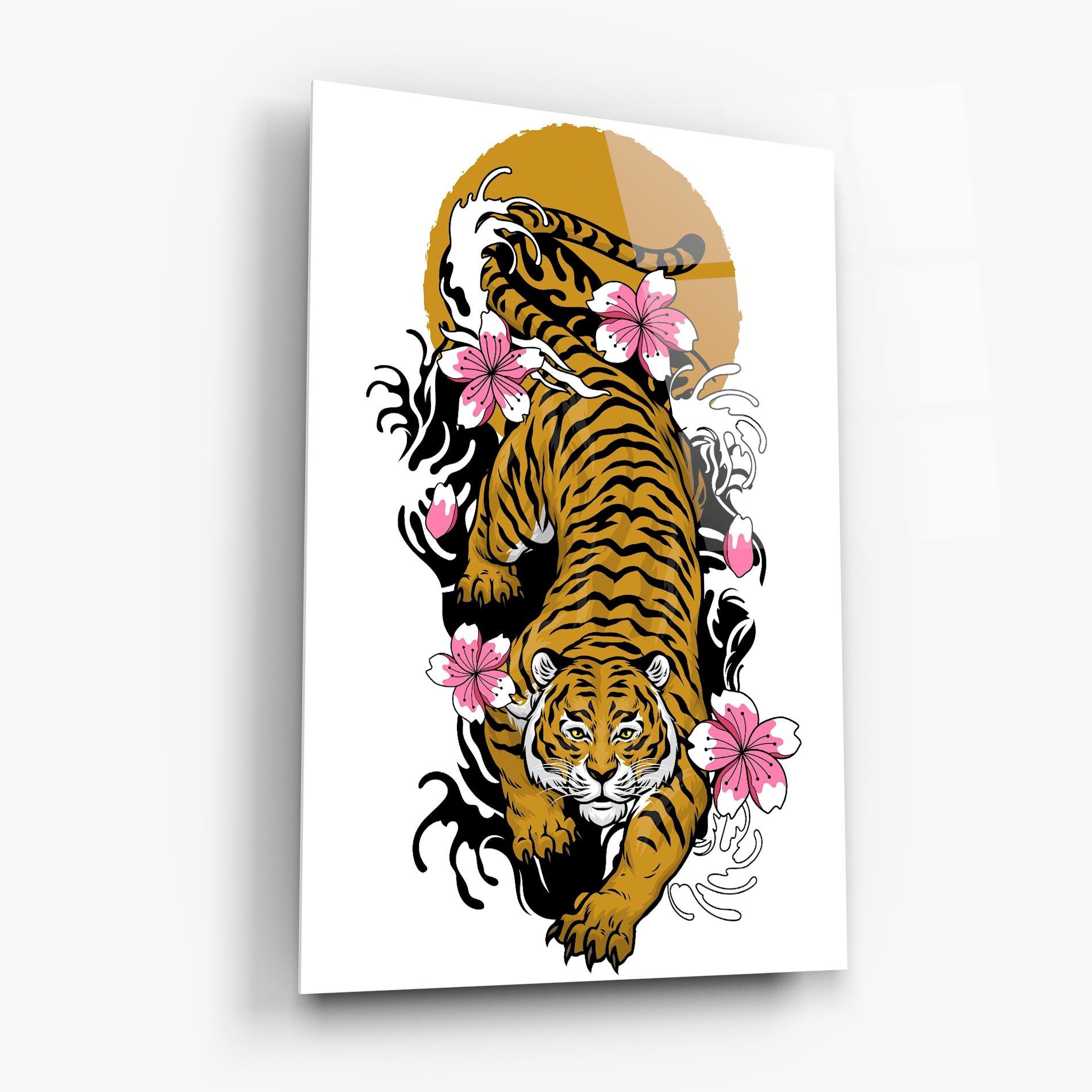 Tablou Sticla Japanese Style Tiger mockup 6
