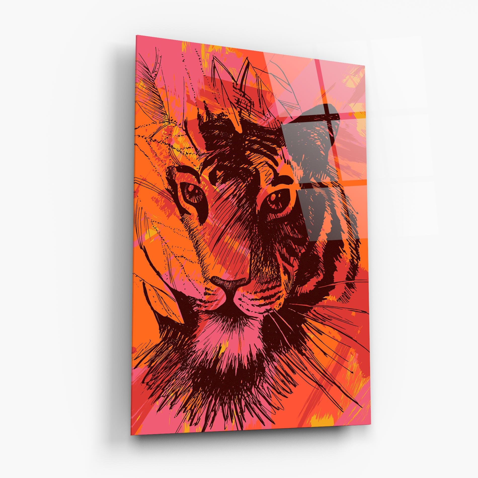 Tablou Sticla Orange Red Tiger mockup 6