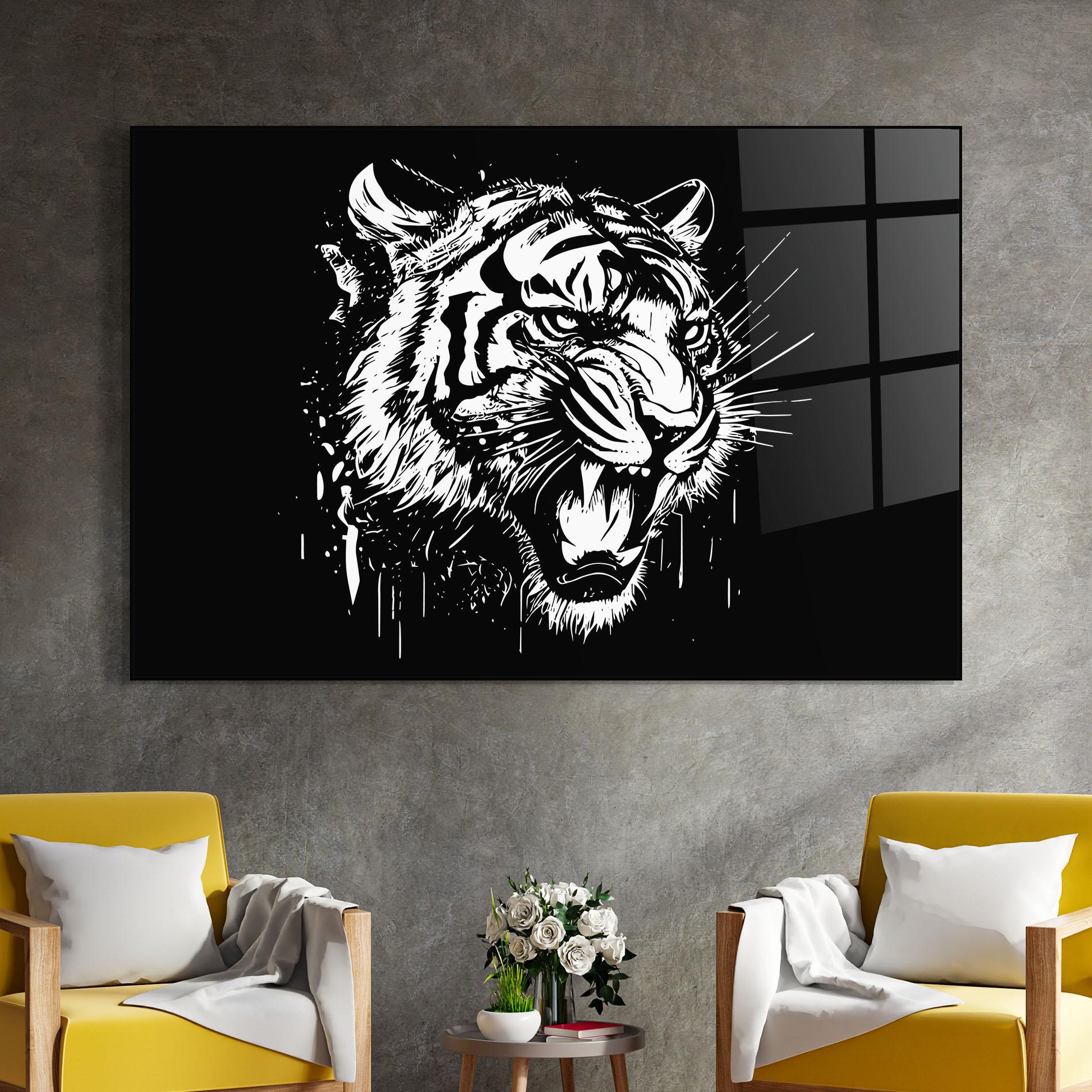 Tablou Sticla Angry Tiger Head mockup 4