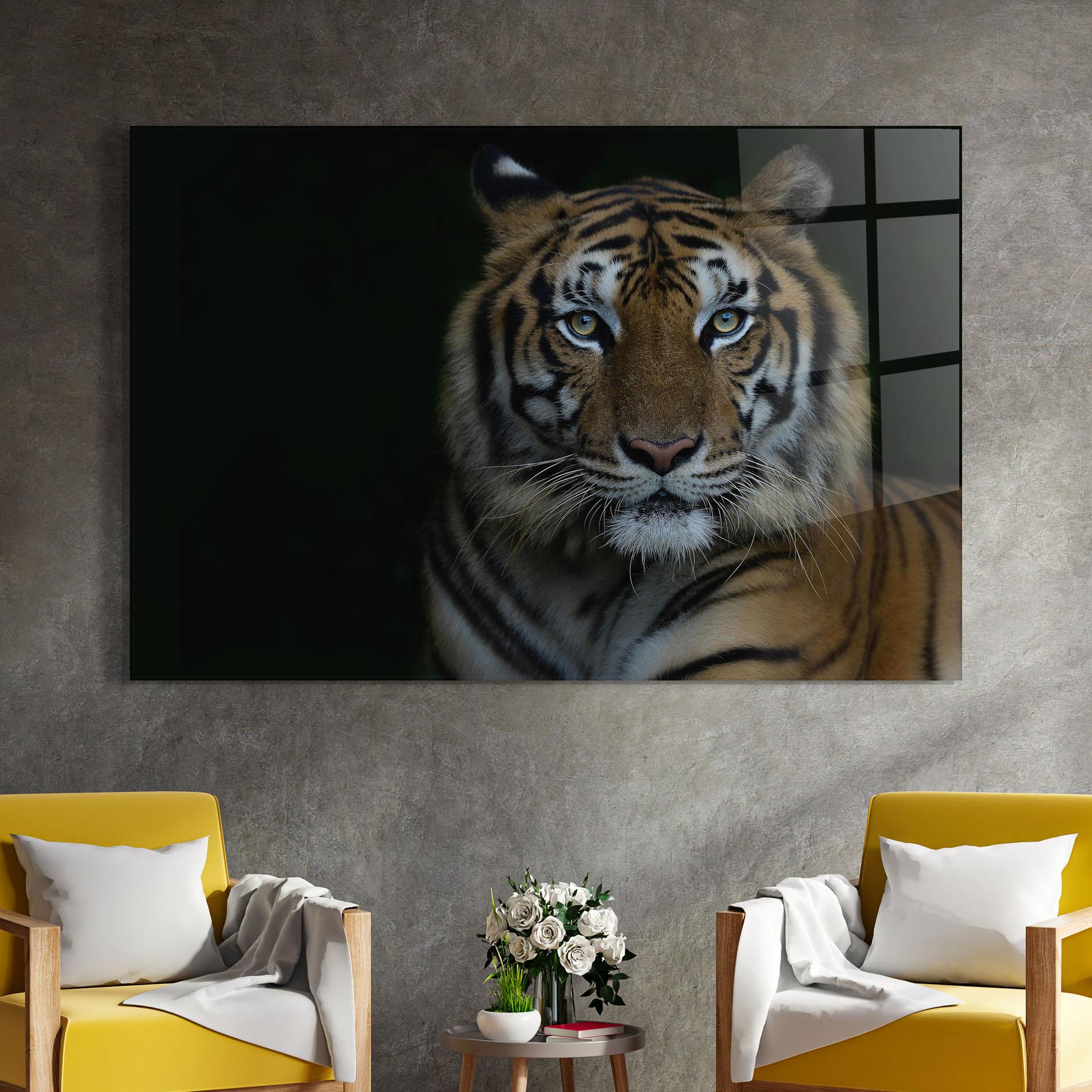 Tablou Sticla Close Up Tiger mockup 4