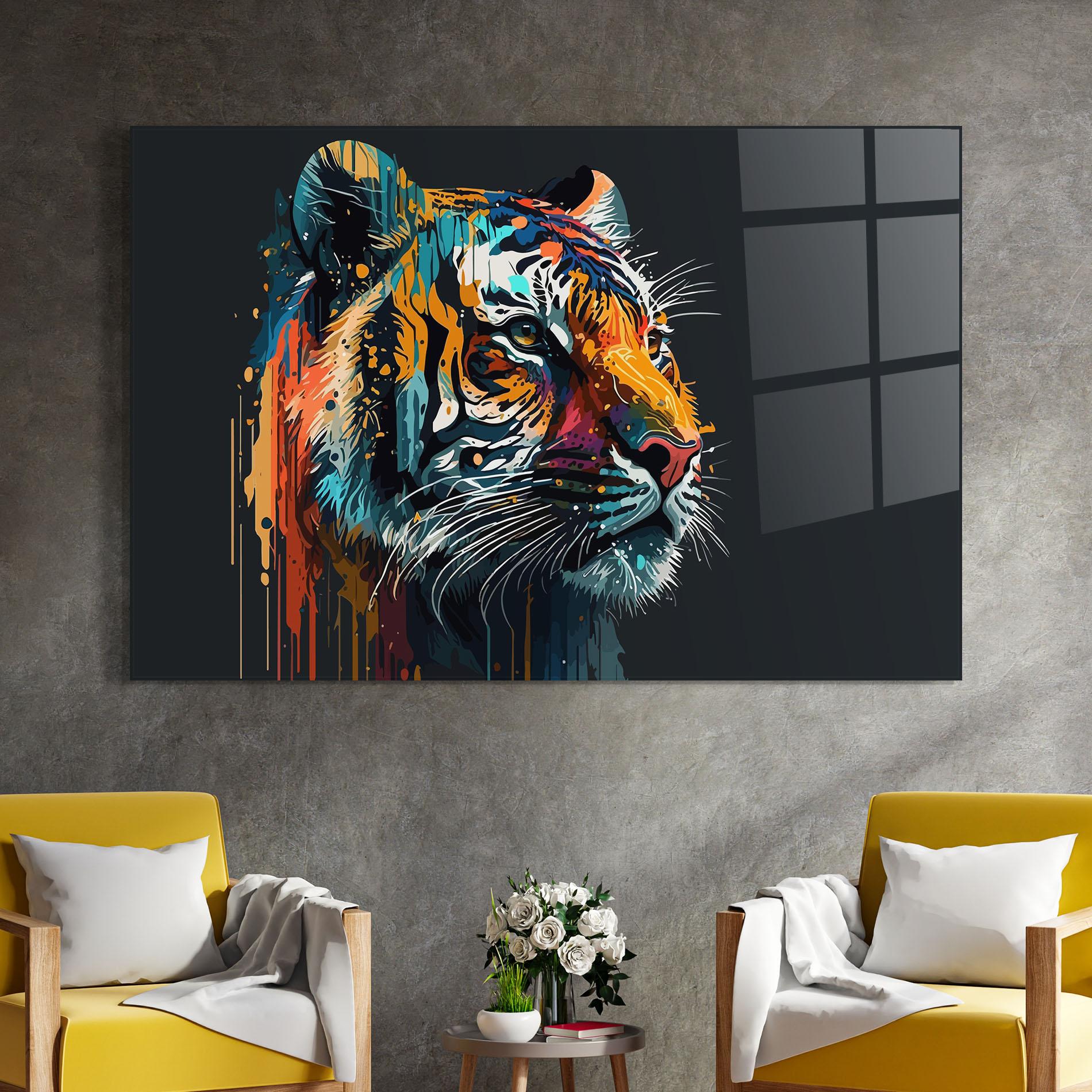 Tablou Sticla Color Mix Tiger mockup 4