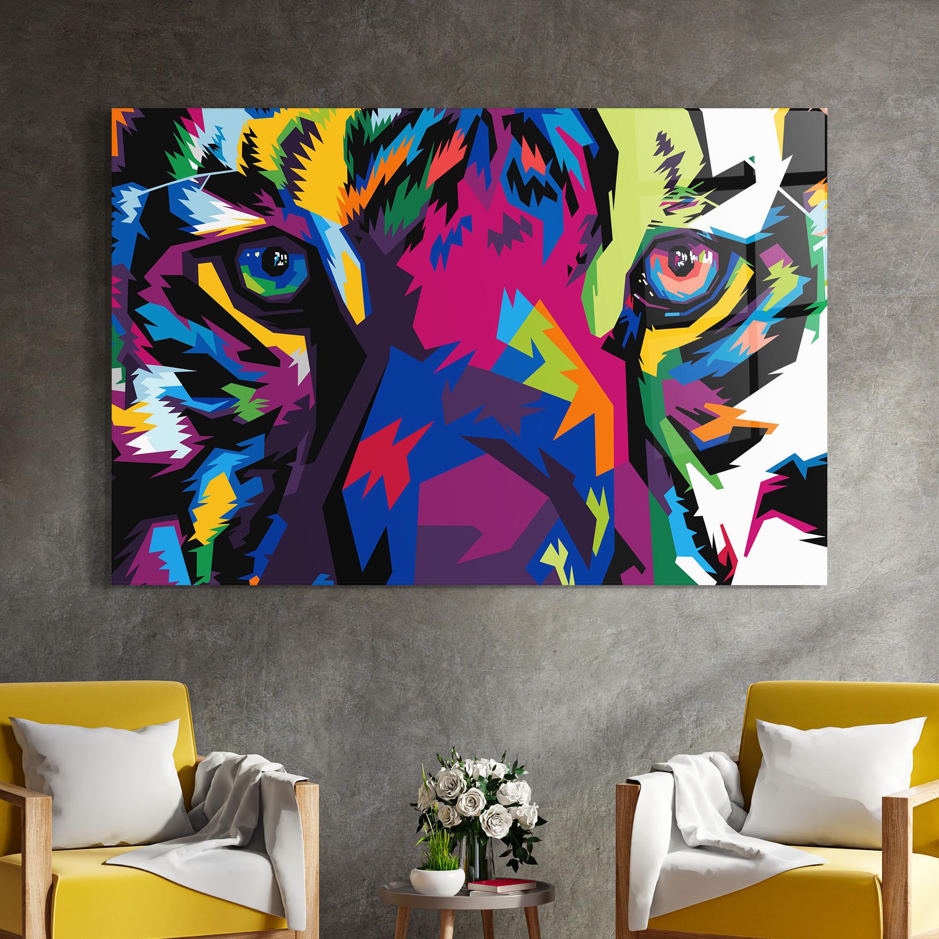 Tablou Sticla Colourul Tiger Eyes mockup 4