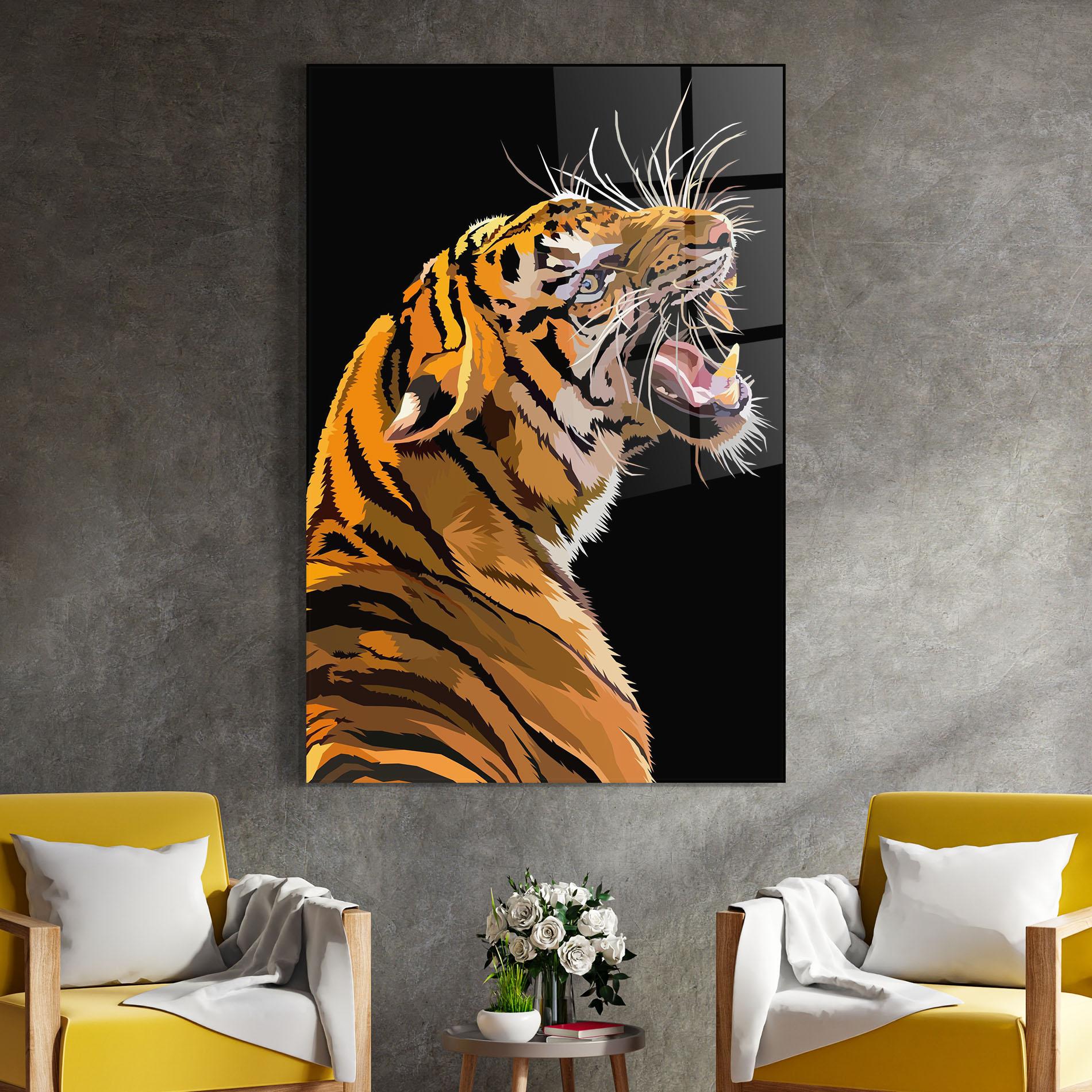 Tablou Sticla Angry Tiger mockup 4