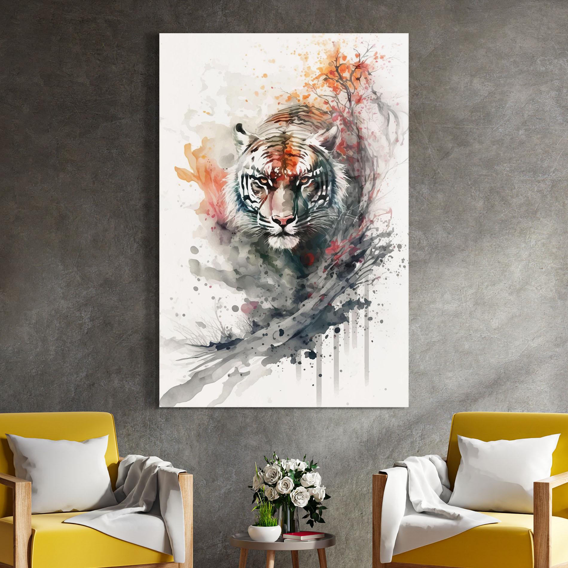 Tablou Sticla Beautiful Tiger Art mockup 4