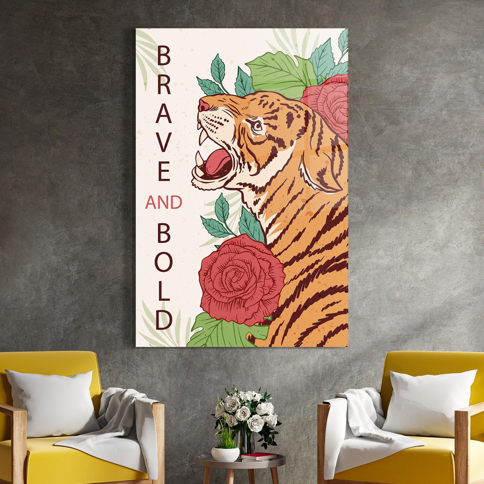 Tablou Sticla Brave Tiger mockup 4